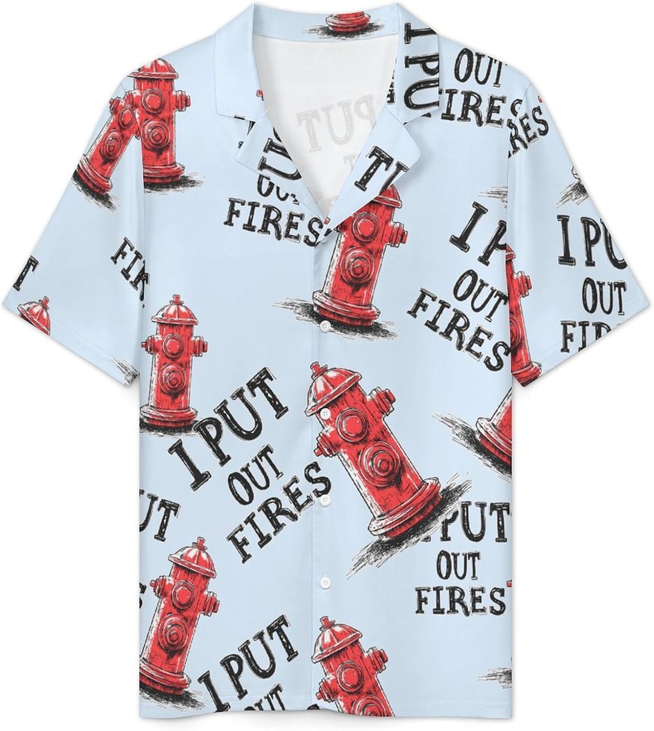 Fire Hydrant I Put Out Fire Men's Short Sleeve Pajama Set Satin Silk Like Lounge Sleepwear