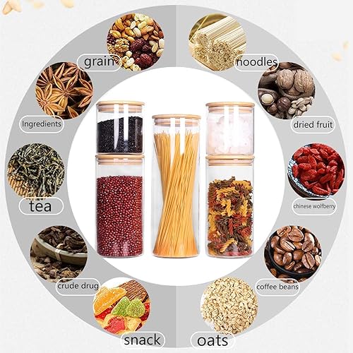Miniatura 3 de SAIOOL Glass Storage Containers with Lids 5 pack Thicken Glass jars Clear High Borosilicate Glass Food Canister with Bamboo Lid Airtight For Serving