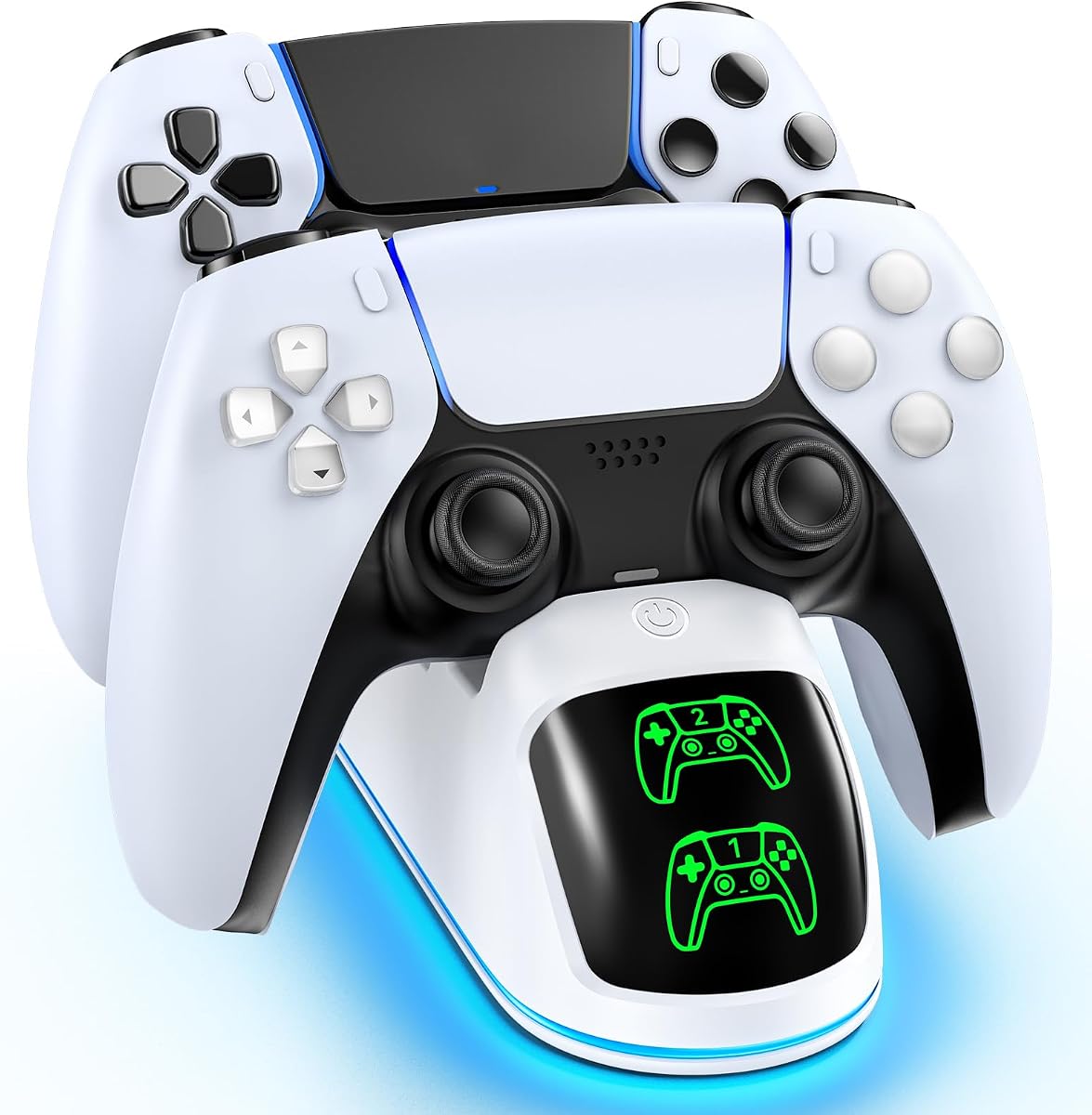 OIVO Estación de carga para controlador PS5 compatible con controladores PlayStation 5 Dualsense y Edge, soporte de base de carga para controlador RGB PS5 con cable de carga rápida para kits de accesorios PS 5
