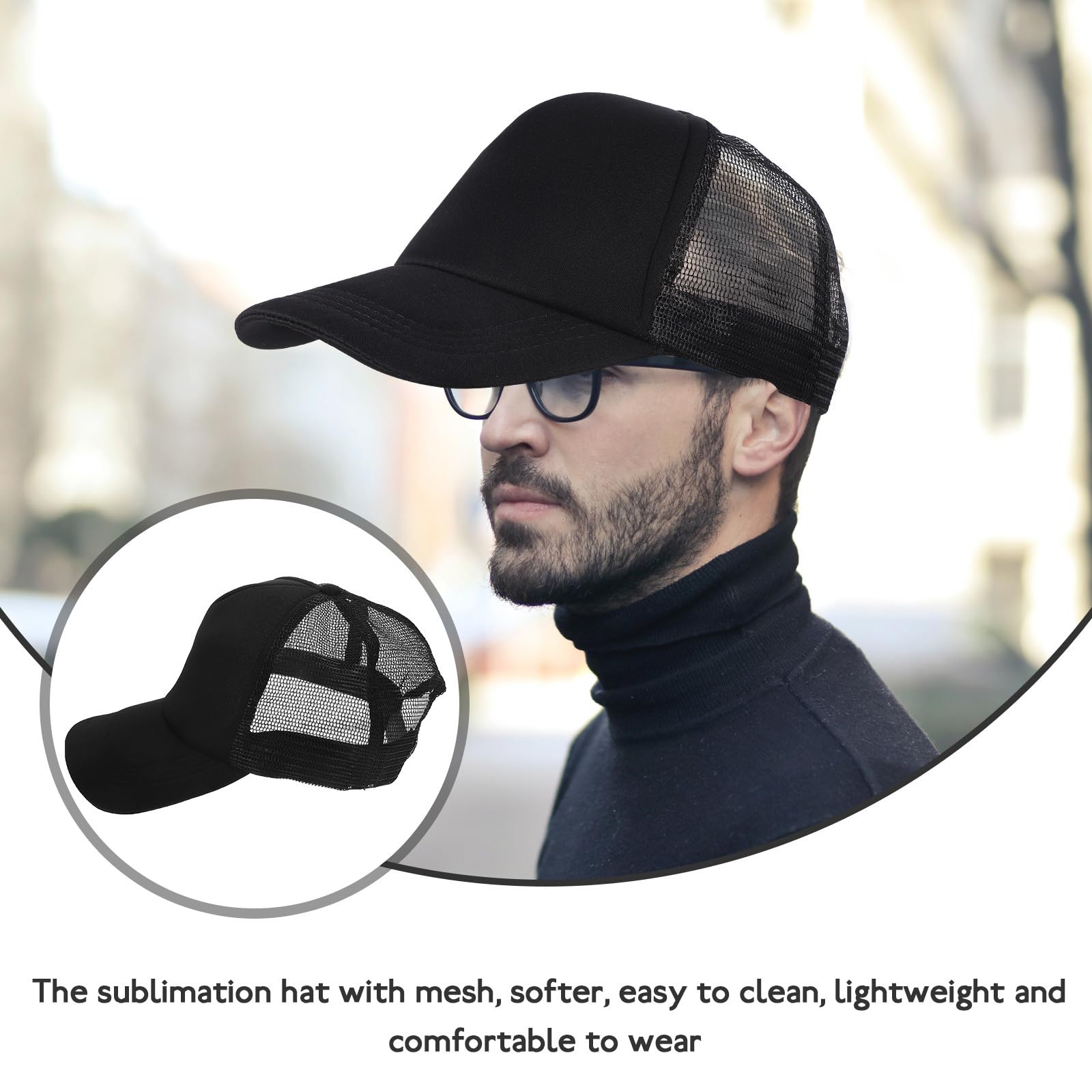 10piezas Gorras de Béisbol de Malla Negras para Sublimación Gorros DIY para Transferencias Térmicas Gorras Lote para Personalizar Transpirable y Ligeras para Actividades al Aire