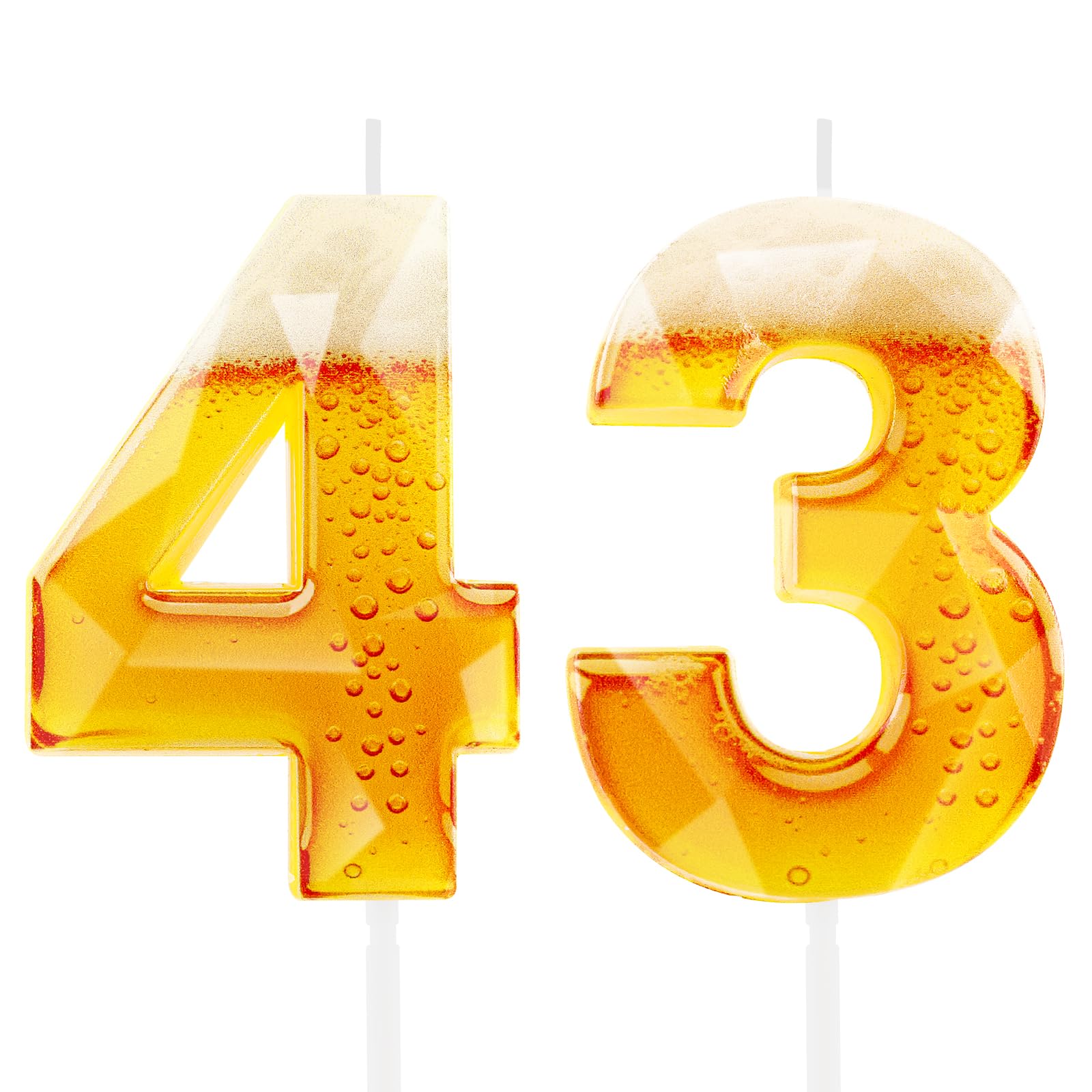 Funny Beer Themed Birthday Candles for Men, 43rd Birthday Cake Topper Decorations for Beer Lovers, Novelty Design Party Supplies for 43 Year Old Dad Husband Grandpa
