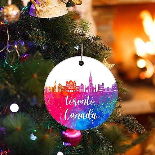 Miniatura 7 de Two-Side Printed Canada-Quebec Ceramic Christmas Ornament Novelty for Family Friends Kids Cityscape Christmas Keepsake Pendants
