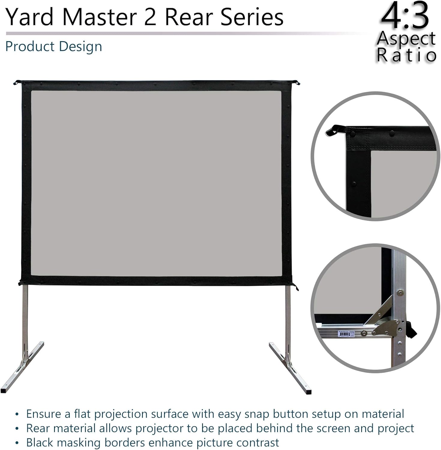 Elite Screens Yard Master 2, 135 inch Outdoor Projector Screen w/ Stand 4:3, 8K 4K Ultra HD 3D Portable Fast Folding Movie Theater Indoor REAR Projection, OMS135VR2 - US Based Company 2-YEAR WARRANTY