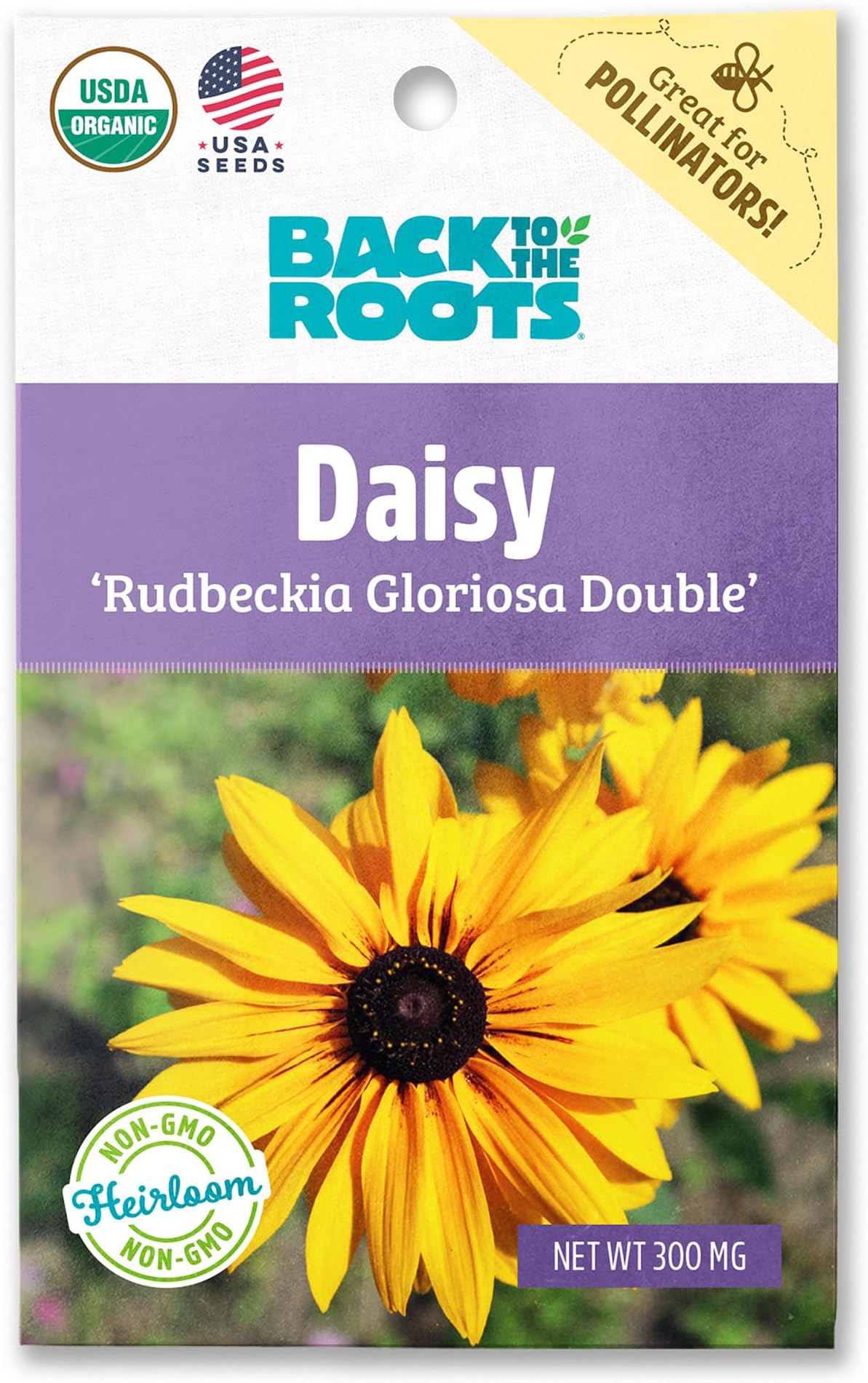 Back to the Roots - 100% Organic Seed Packet - Daisy 'Rudbeckia Gloriosa Double'