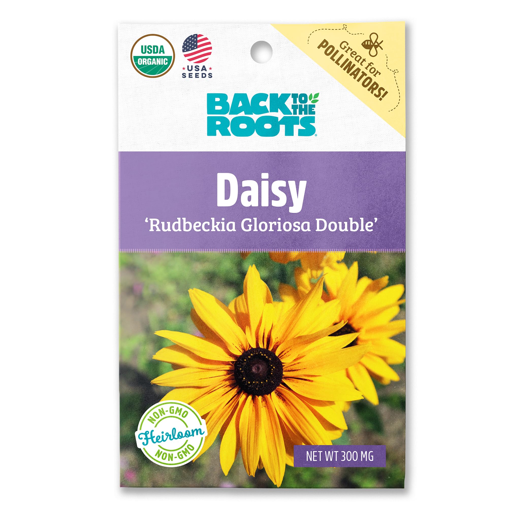Back to the Roots 100% Organic Seed Packet - Daisy 'Rudbeckia Gloriosa Double'USDA Organic