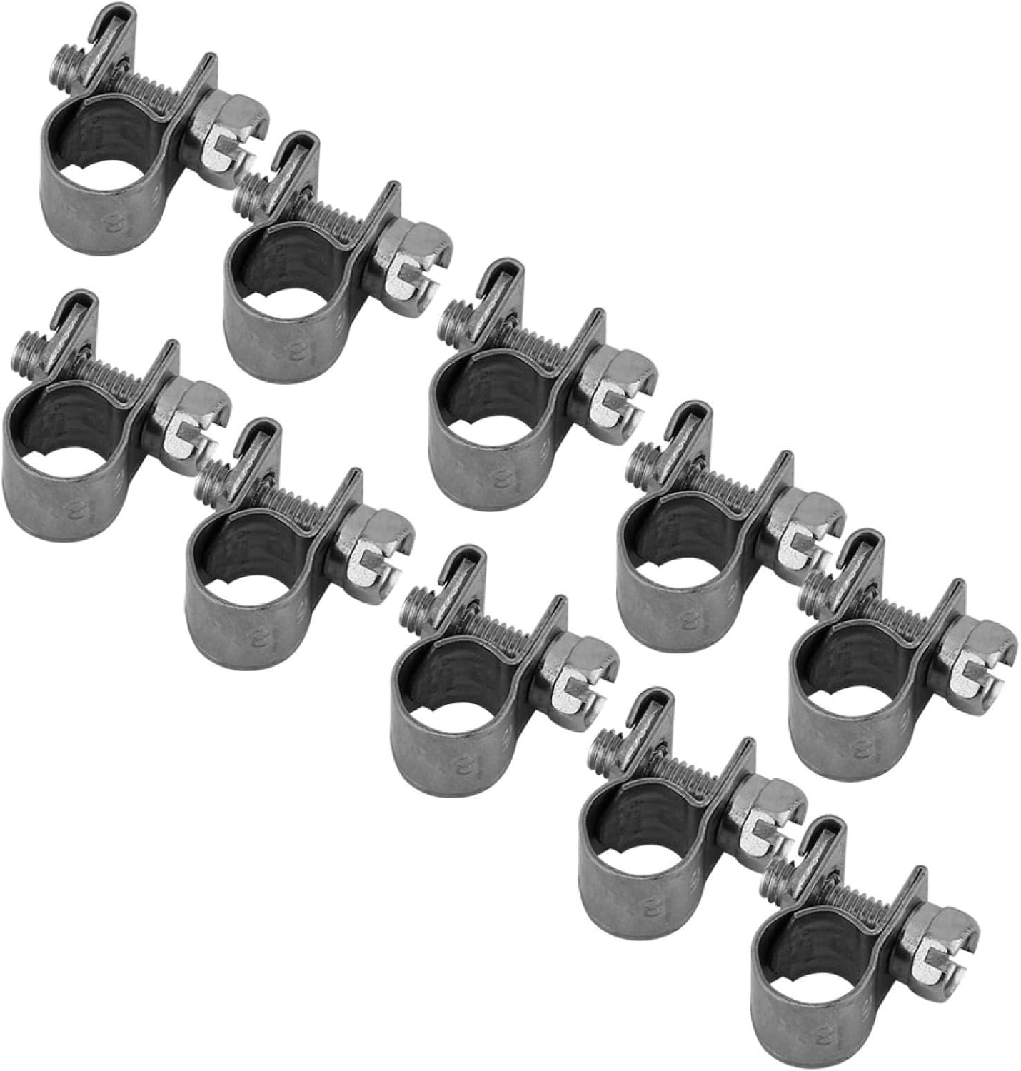Hose Clips Clamps Set 10Pcs Stainless Steel T-Bolt Mini Fuel Line Pipe Hose Clamp Clip Rustproof 6mm-20mm Optional Size(6-8Mm)