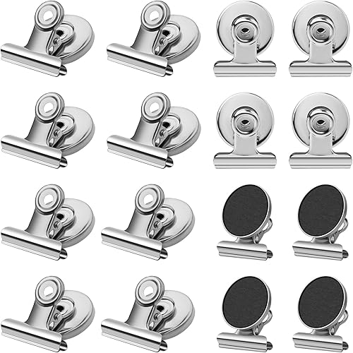 Miniatura 1 de Paquete de 16 imanes para nevera, clips magnéticos con franela negra para seguridad contra arañazos, imanes perfectos para oficina, imanes de fotos
