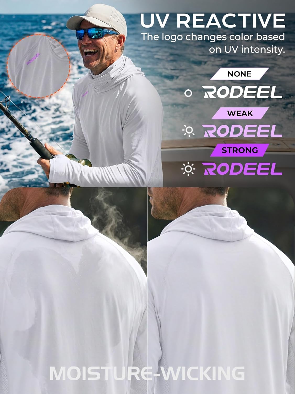 Rodeel Men's Fishing Shirts for Men Long Sleeve Wicking Fabric UPF 50 Sun Protection Performance Shirt