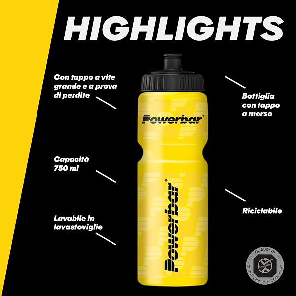 Powerbar – Borraccia Sportiva – 750 ml – gialla – A prova di perdite e lavabile in lavastoviglie, senza BPA - 3