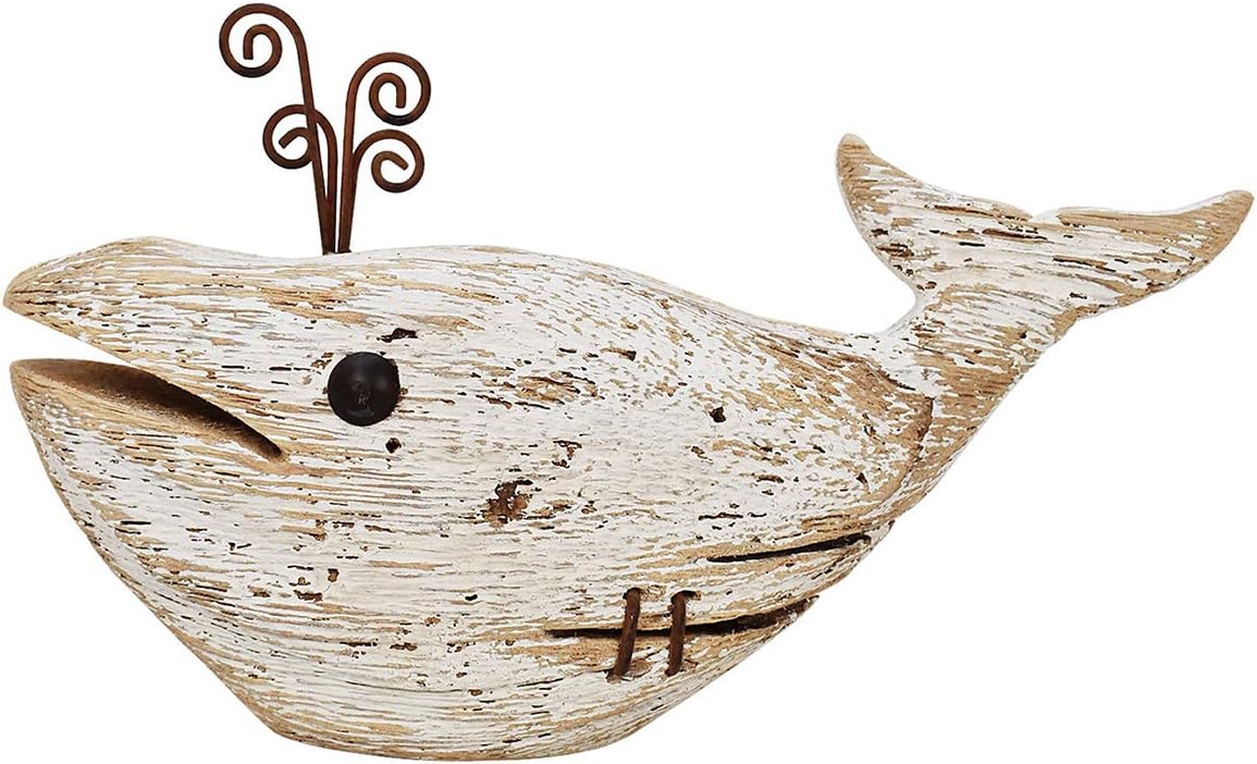 Linfevisi Wooden Whale Decor Tabletop Nautical Decor Solid