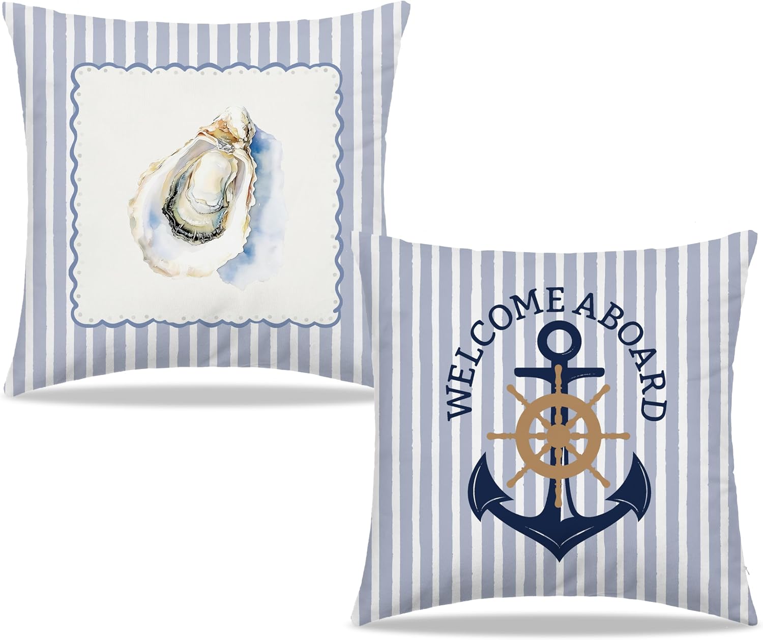 Dibor Coastal Beach Lobster Crab Throw Pillow Covers 18x18 in, Preppy Beach Decorative Couch Cushion Covers, Coastal Home Room Decor, Pillow Case for Couch Bed Home Bedroom, Set of 2