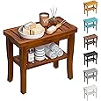Ala Teak Indoor Outdoor Patio Garden Yard Bath Shower Spa Waterproof Stool Bench Fully Assembled