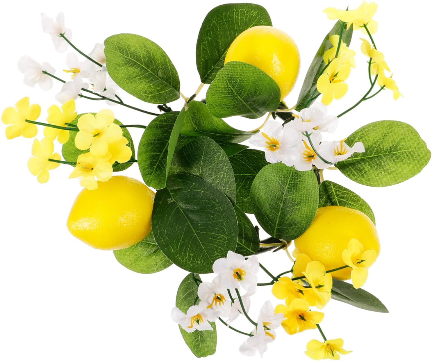 PRETYZOOM 2pcs Artificial Lemon Candle Wreath Eucalyptus Leaves Decorative Centerpiece for Weddings and Home Decor Compact for Table and Front Door Faux Floral Arrangement image 4