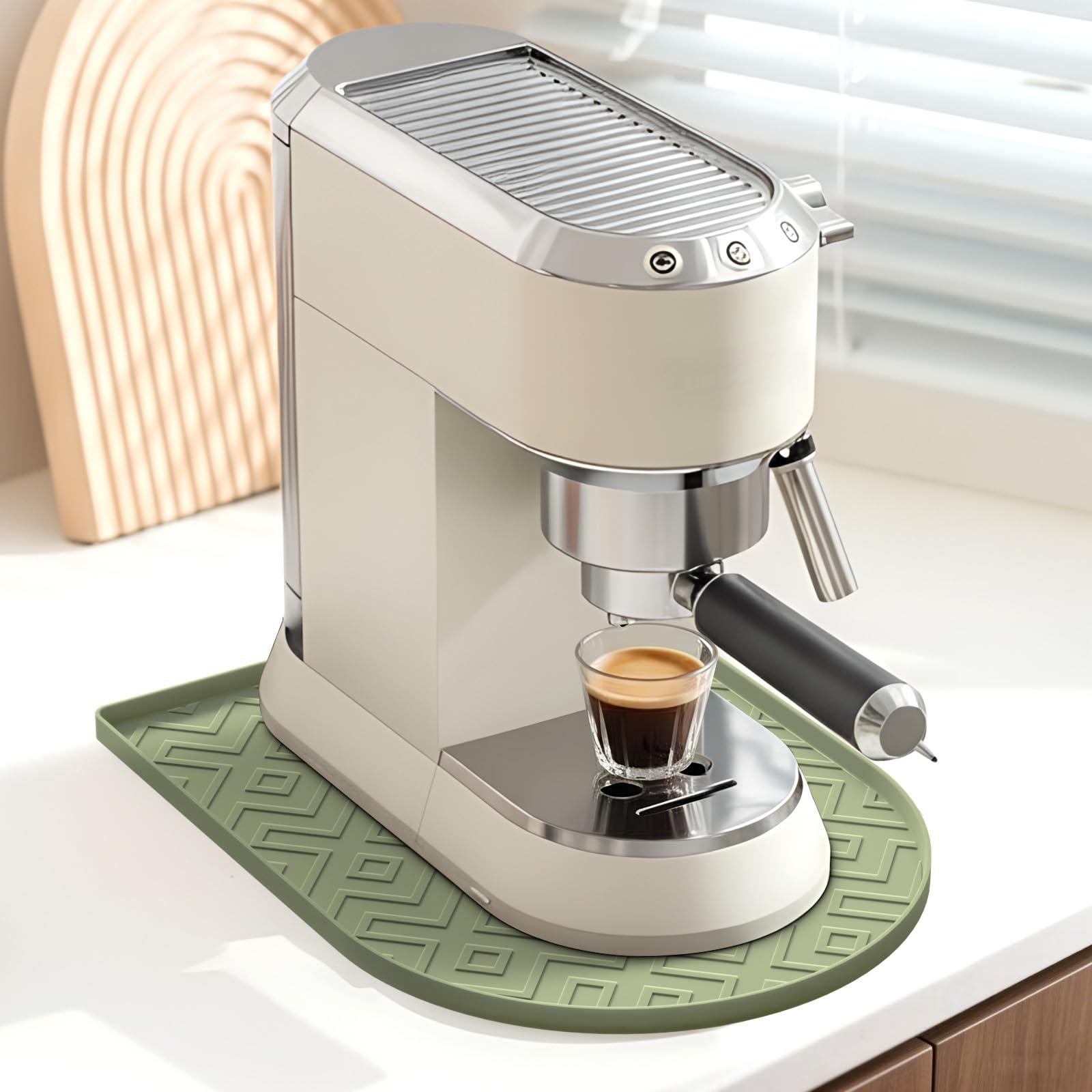 Photo 1 of KVRG Silicone Coffee Mat,15.8"x 11.8"in Bar Mat for Countertop,Heat-Resistant,Non-Slip,Leak-Proof,Fit for Coffee Maker/Espresso Machine-Green