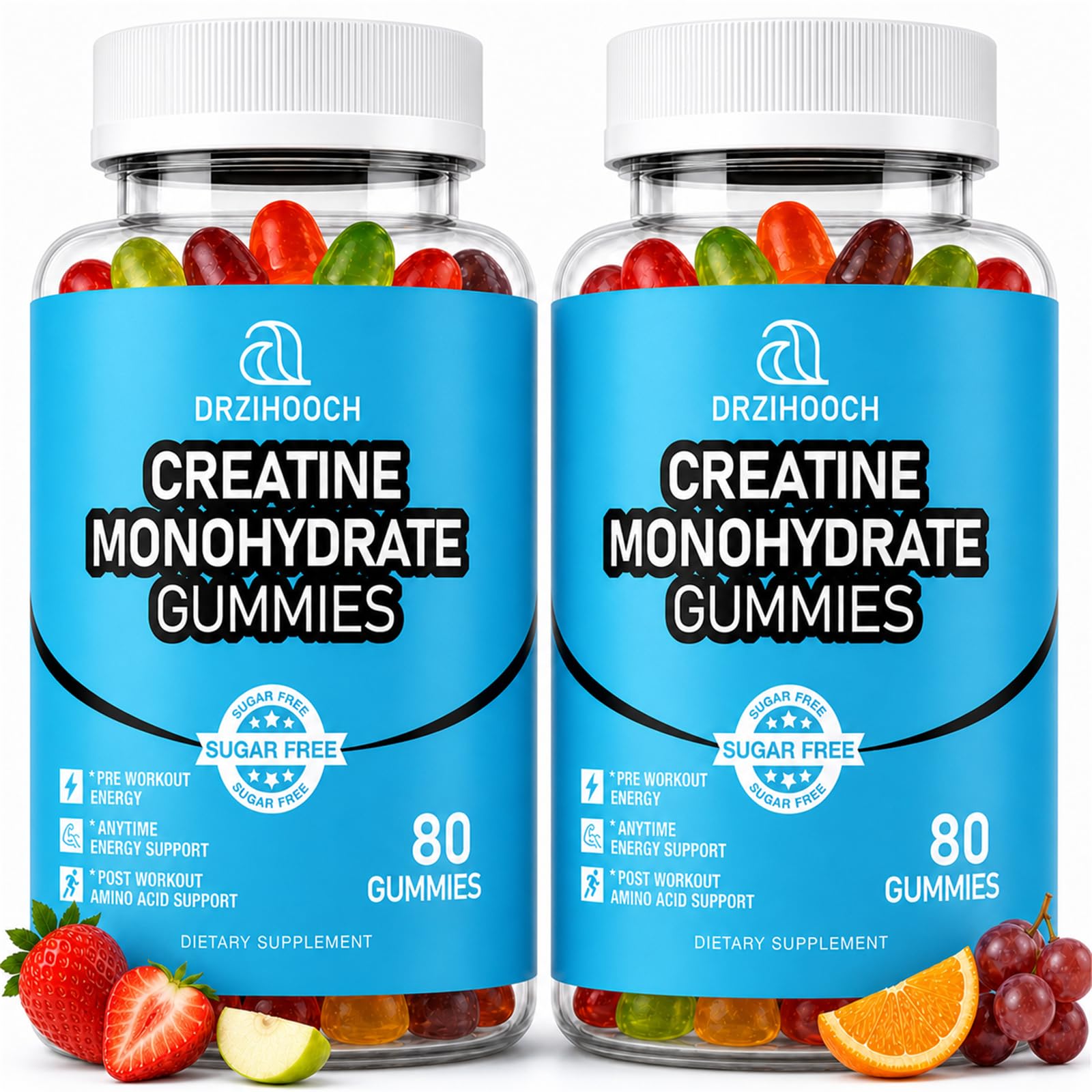 Creatine Gummies for Women & Men - Creatine Monohydrate Gummies Tasty Chewable Supplement, Muscle Support & Energy Boost (Pack of 2)