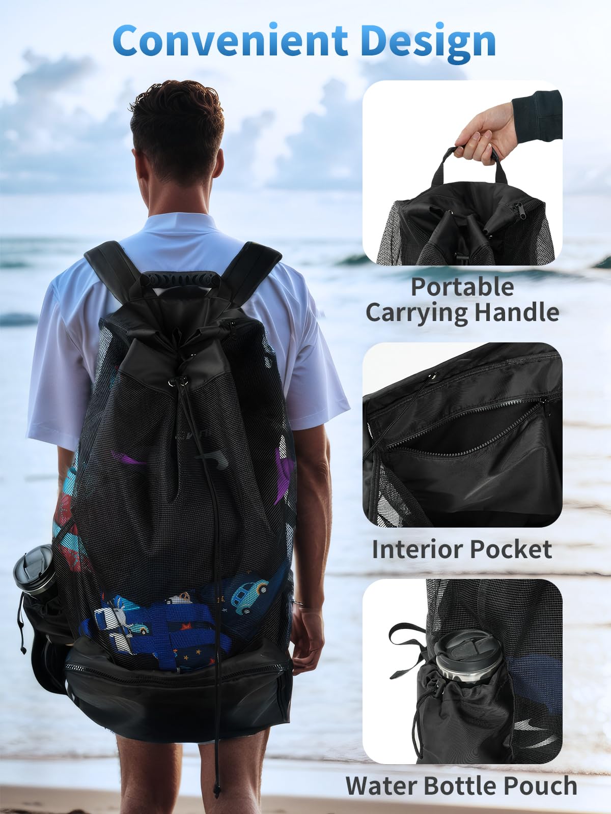 Borsa Da Immersione In Rete Owntop - Zaino Grande Per Attrezzatura Subacquea, Snorkeling E Surf - Foto 8