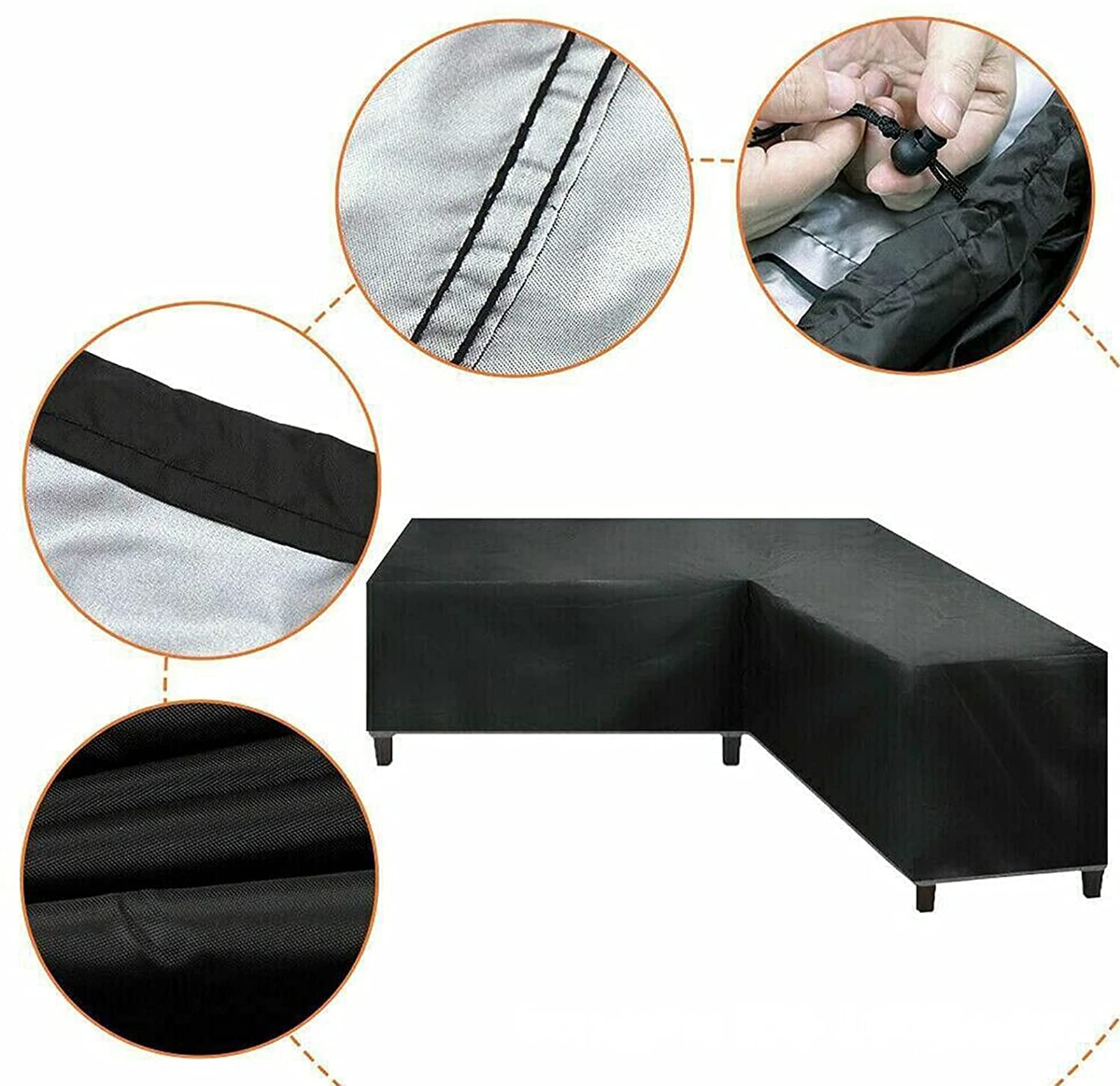 IQOAIJ Funda De Sofá En Forma De L Funda Protectora Sofá De La Esquina Fundas Muebles Impermeable para Mesas Y Sillas De Patio, ProteccióN Exterior JardíN Patio,286x286x82cm/55x95x68cm