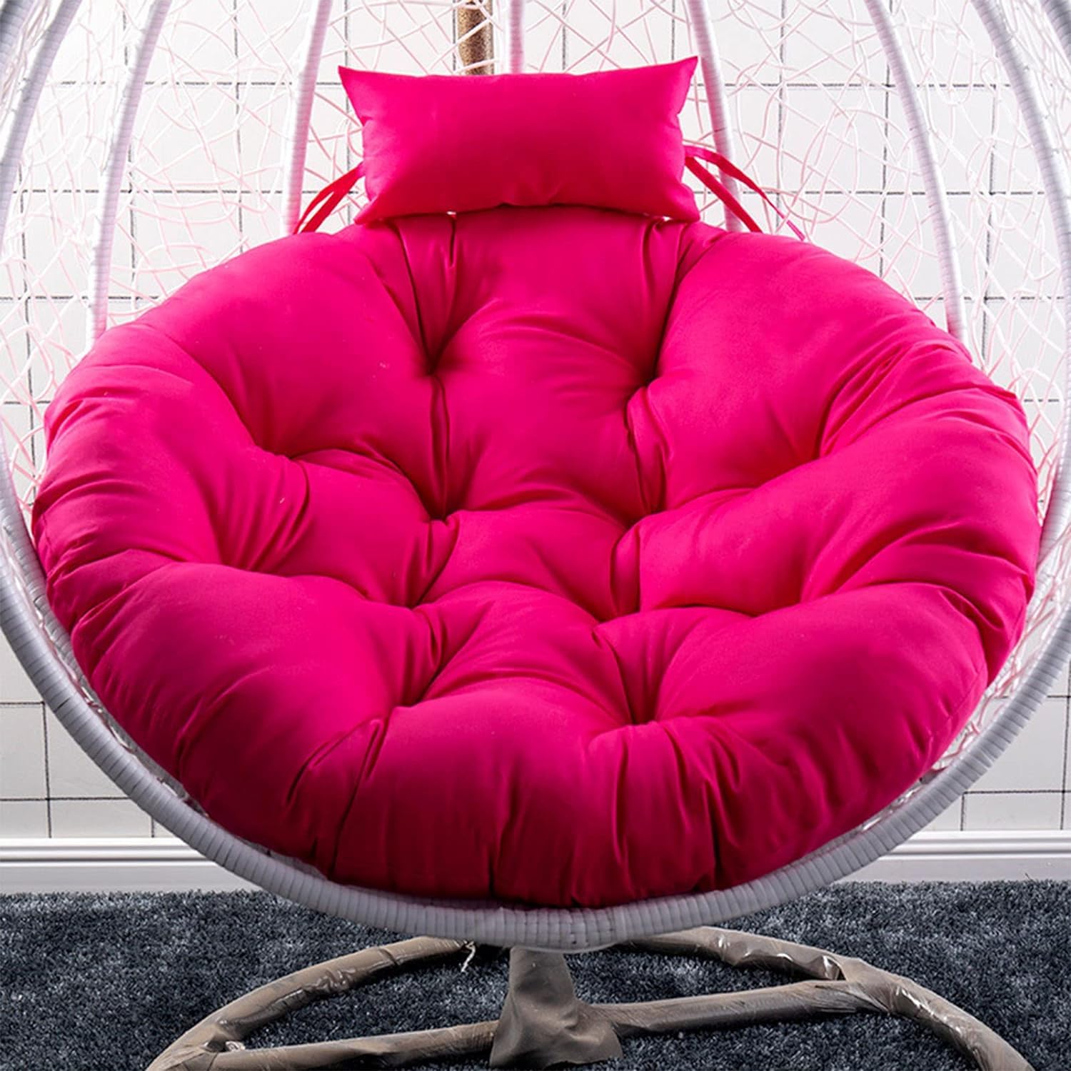 Washable hanging egg chair cushion with headrest - outdoor hanging basket chair cushion, thick cushion swing rattan chair cushion, hanging chair cushion round cradle chair cushion