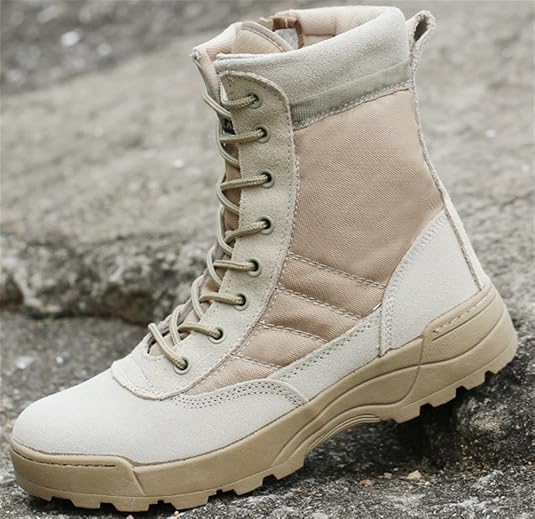Combat Boots Men Leather, Antiskid 