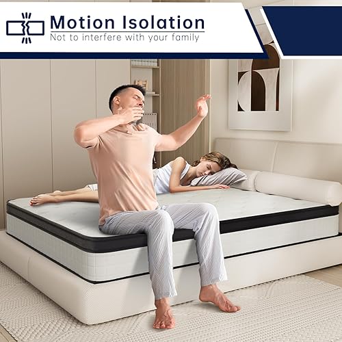 Miniatura 7 de OAITE Colchón individual  Colchón híbrido de 10 pulgadas con resortes individuales y espuma, cama de tamaño individual en una caja, transpirable y