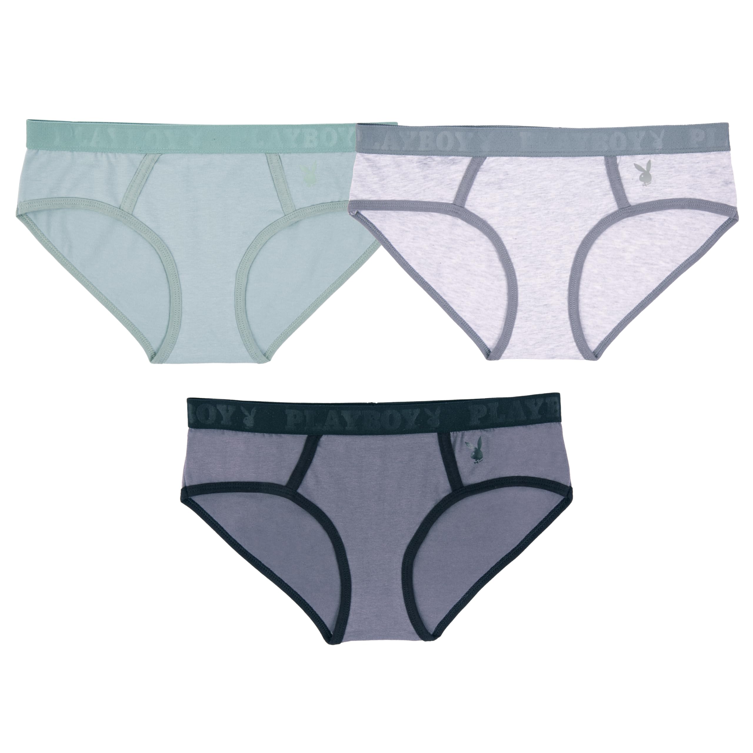 Playboy womens Juniors Ladies Bunny Print Underwear and Sports Bra Sets in Sizes Xxs-xl: Small 3-pack Basic Boyfriend Brief