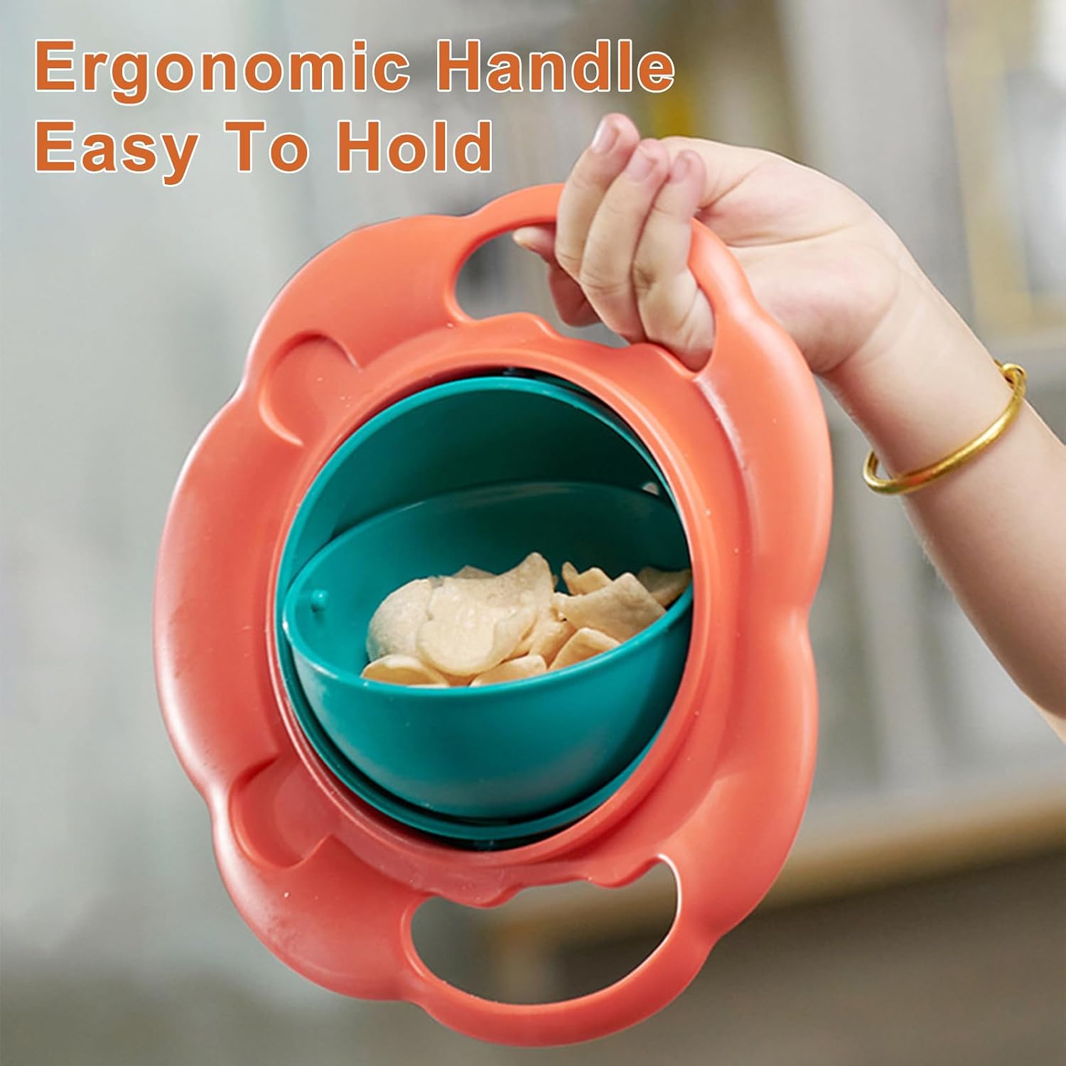 New Upgraded Gyro Bowl Magic Bowl 360° Rotation Spill Proof Snack Cups with Lid
