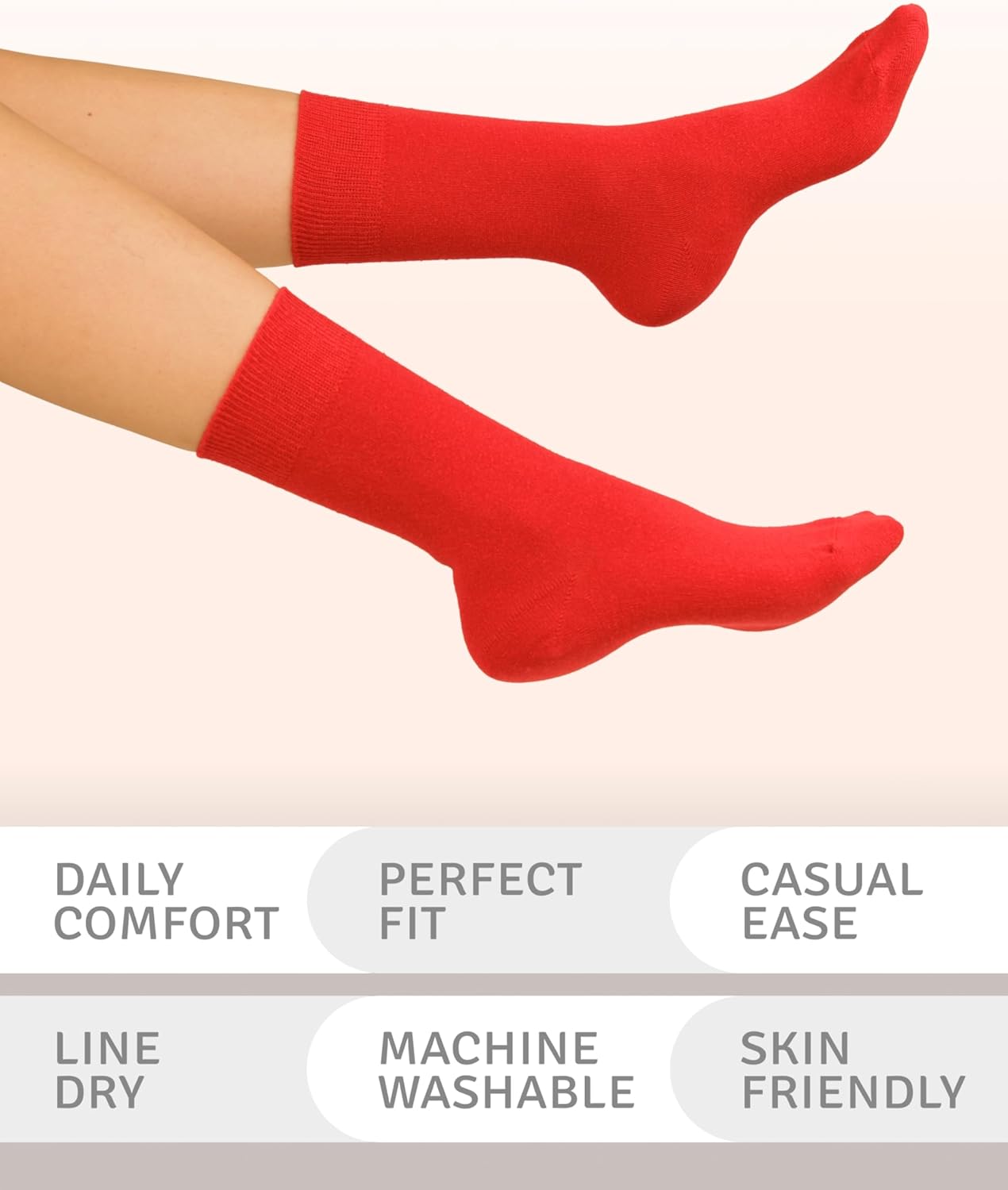 Women's Cotton Crew Socks, Plain Color, Regular Fit | Soft Casual Socks for Trouser | Shoe Size: 6-9/9-12 (4 Pairs) - Image 5