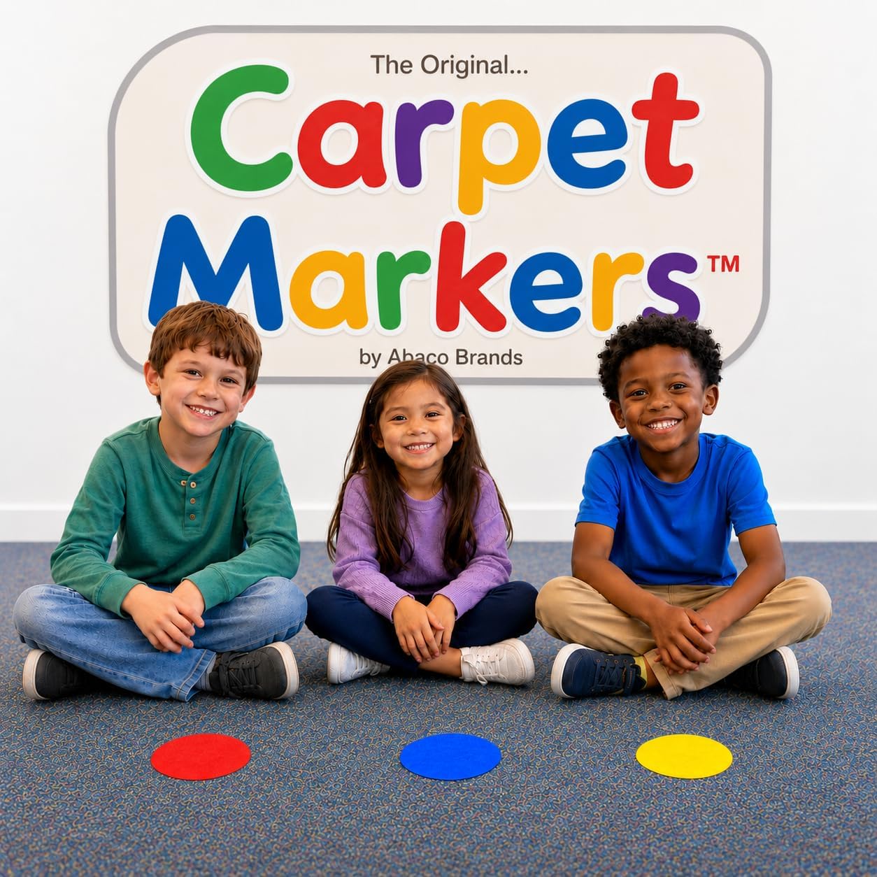 Carpet Markers for Classroom, 5 Inch Sit Spots, 30 Pack, 5 Colors, + Permanent Marker!