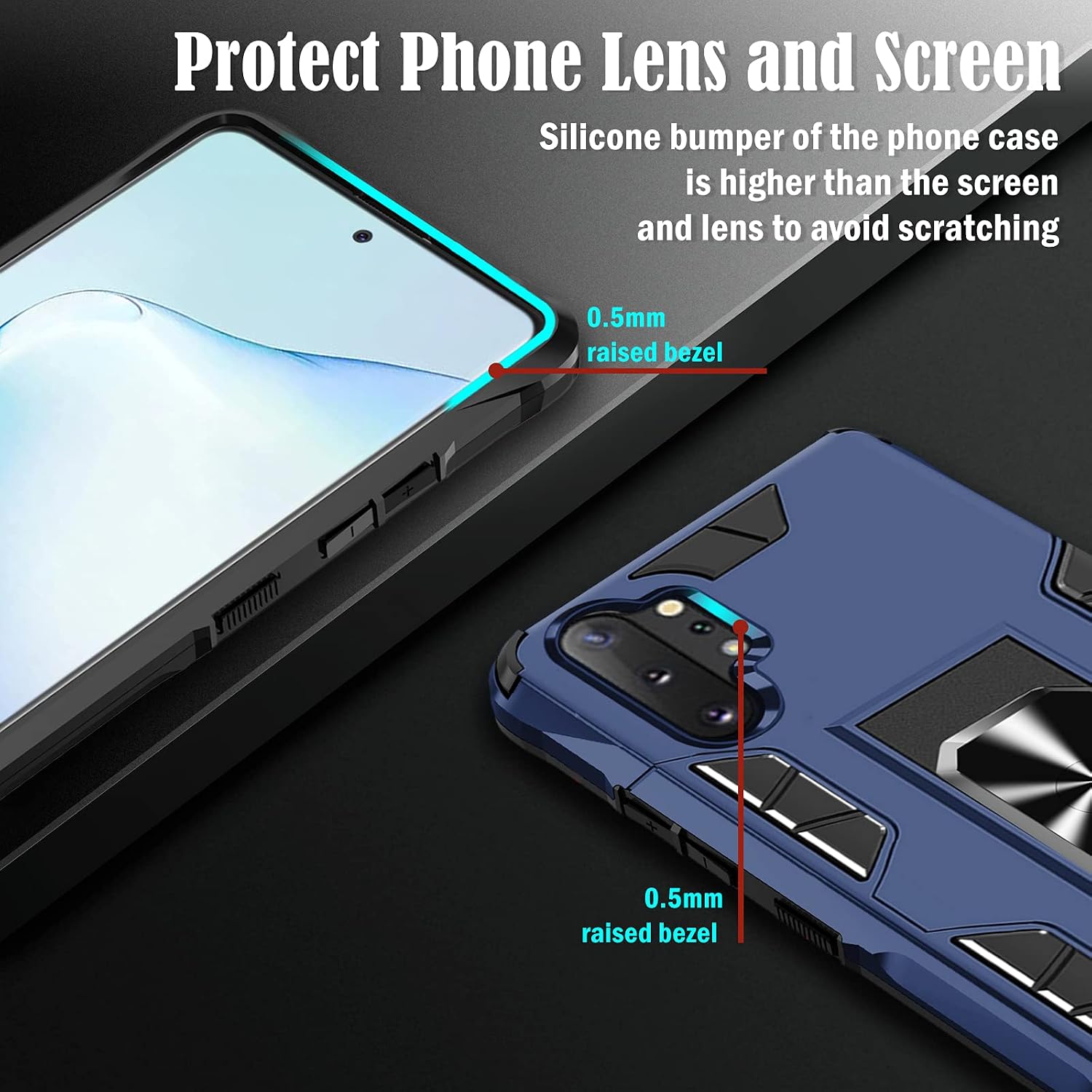 Galaxy Note 10 Plus Case for Samsung Galaxy Note 10+ Case Military Grade Shockproof Heavy Duty Protective Case Kickstand Holder Cover Case for Samsung Galaxy Note 10 Plus 4G/ 5G 6.8" Case for Men
