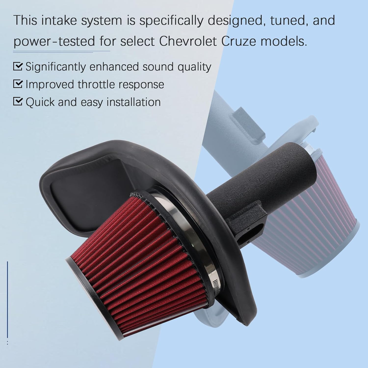 Cold Air Intake Kit Compatible With 2011-2015 Chevy Cruze 1.4L Turbo – High-Performance Aluminum Intake System with Heat Shield, Washable Filter, +7-10% HP Boost & Aggressive Sound