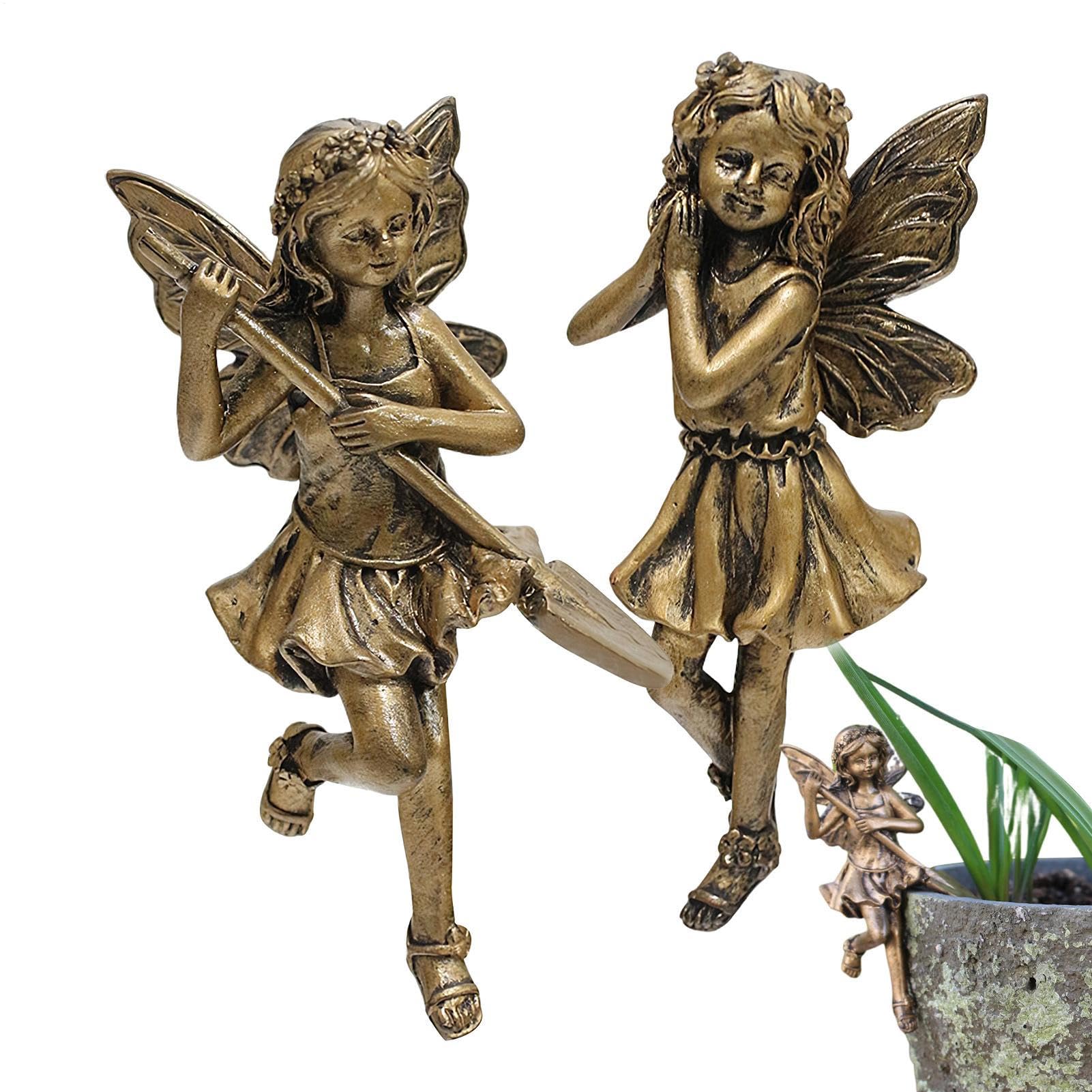 Maciun Garden Fairies Outdoor | Yard Lawn Outdoor Patio Fairy Pot Hanger | Retro Figurine Realistic House Yard Art for Green Area, Garden & Home