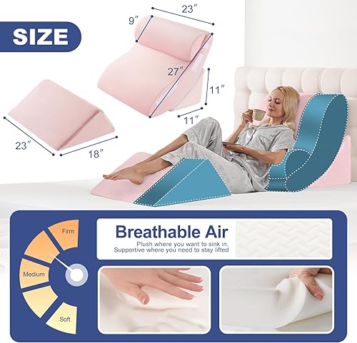 Miniatura 2 de Juego de 4 almohadas ortopédicas de cuña para recuperación poscirugía, almohadas ajustables de espuma viscoelástica para alivio del dolor de