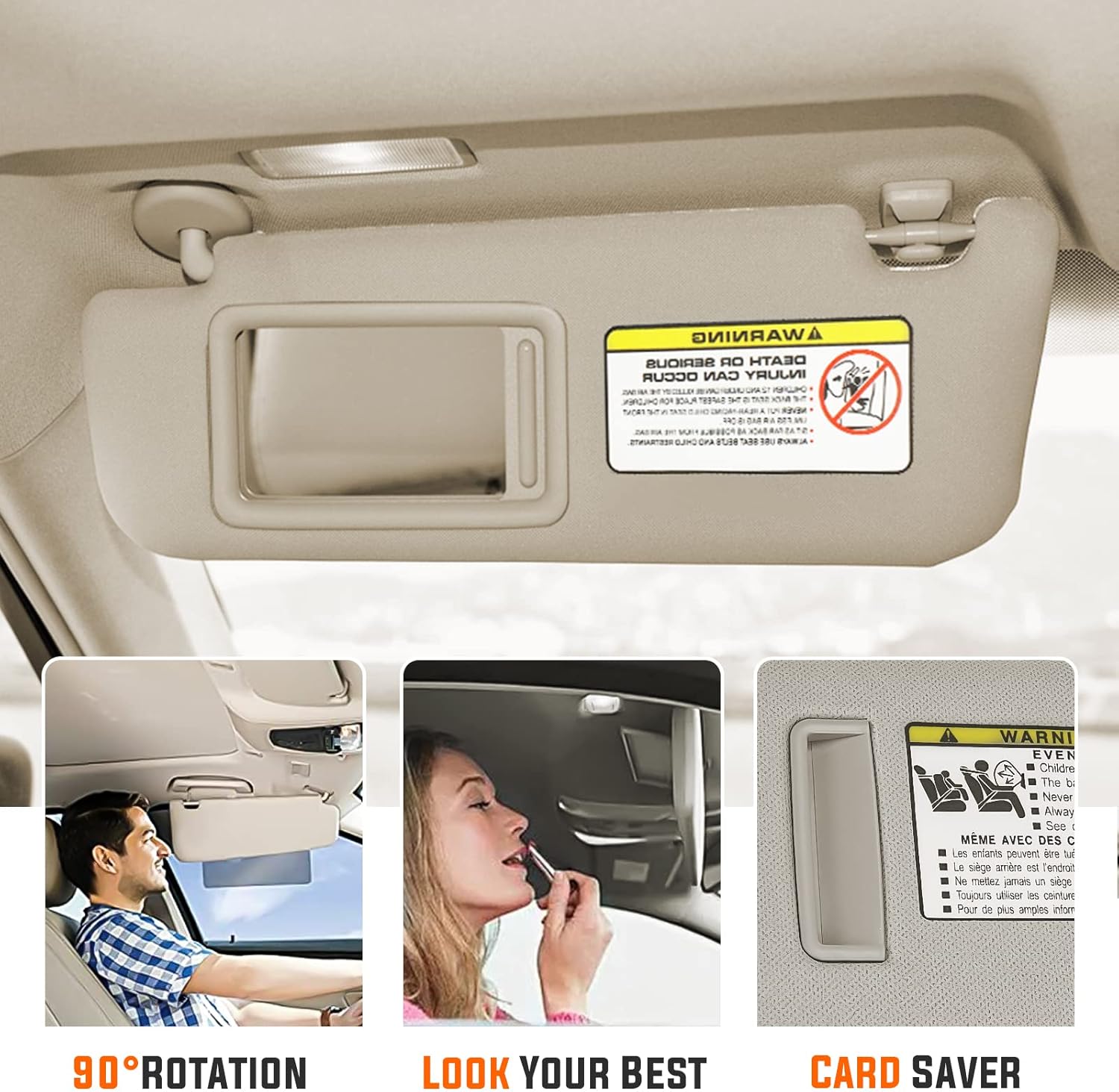 Youxmoto for Hyundai Elantra Beige Left Driver and Right Passenger Side Sun Visor, Replacement for Hyundai Elantra 2011 2012 2013 2014 2015 Replaces# 852103X000TX, 852203X000TX