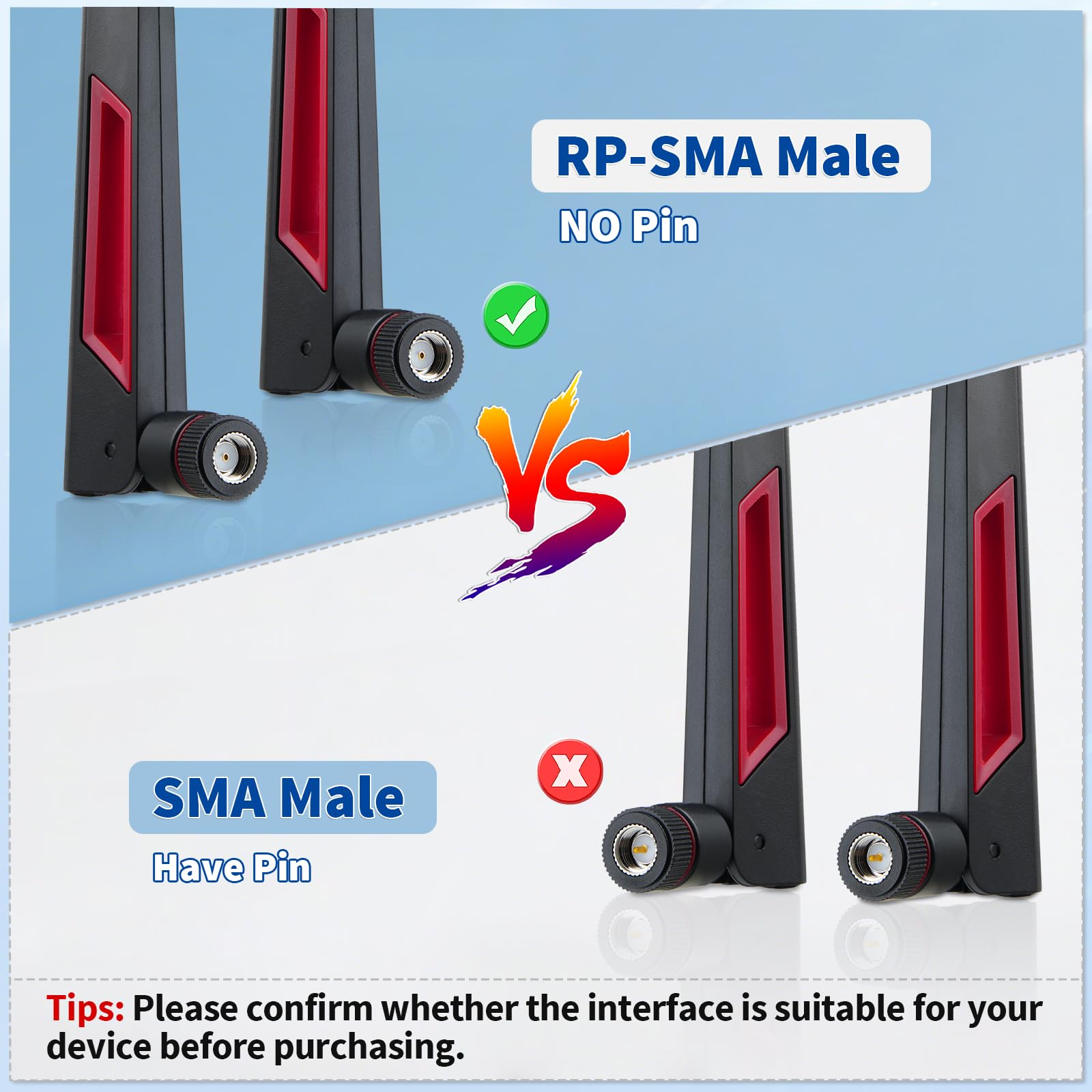 Superbat Antenna WiFi RPSMA Doppia Banda 2.4G/5.8GHz 13dBi Omnidirezionale Compatibile con Router ASUS/D-Link, Mini PCIe, USB WiFi, Telecamere IP, Drone FPV (2 Pezzi)