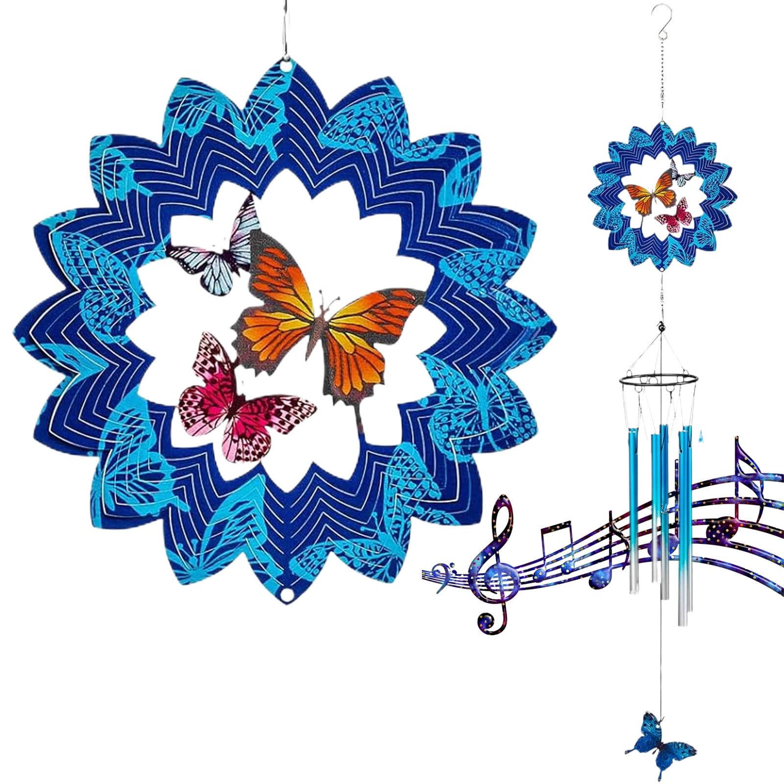 Wind Chimes for Outside with Butterfly - Wind Spinners Outdoor - Perfect Outdoor Decor and Gift for Birthdays, Teachers, Retirement, Windchimes Outdoors for Garden Patio Backyard Porch (Butterfly)