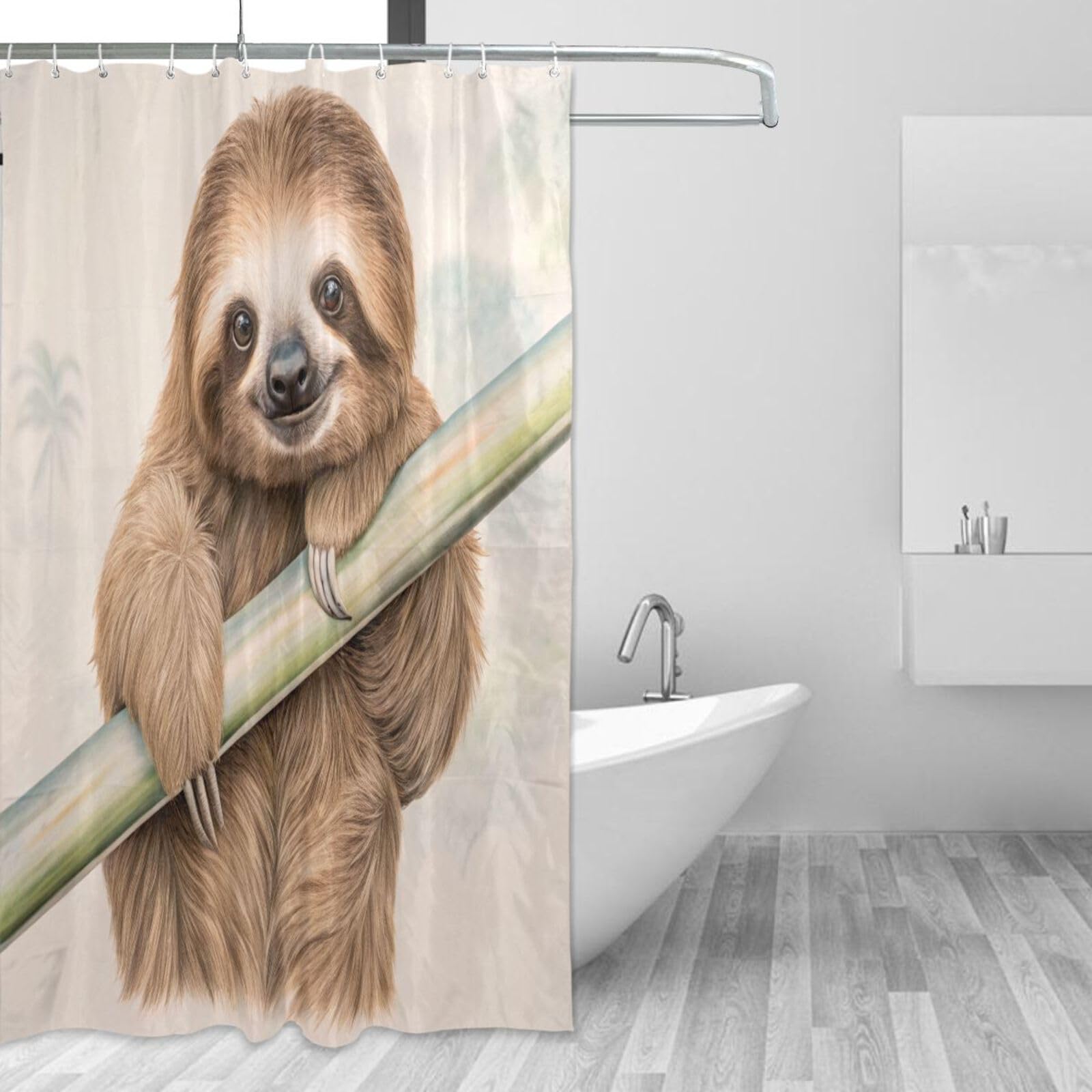 Rideau de douche tissu lavable 157x183 cm rideau de baignoire imperméable paresseux