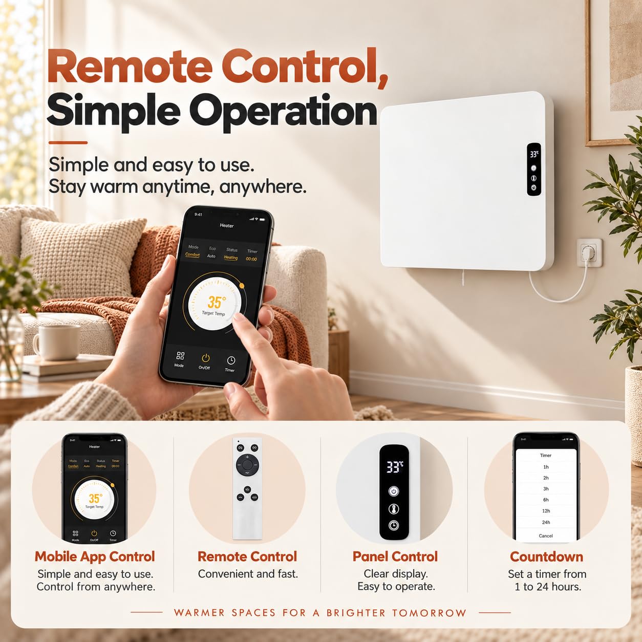 Radiateur à Panneau, Convecteur Intelligent WiFi pour Maison et Bureau 600W