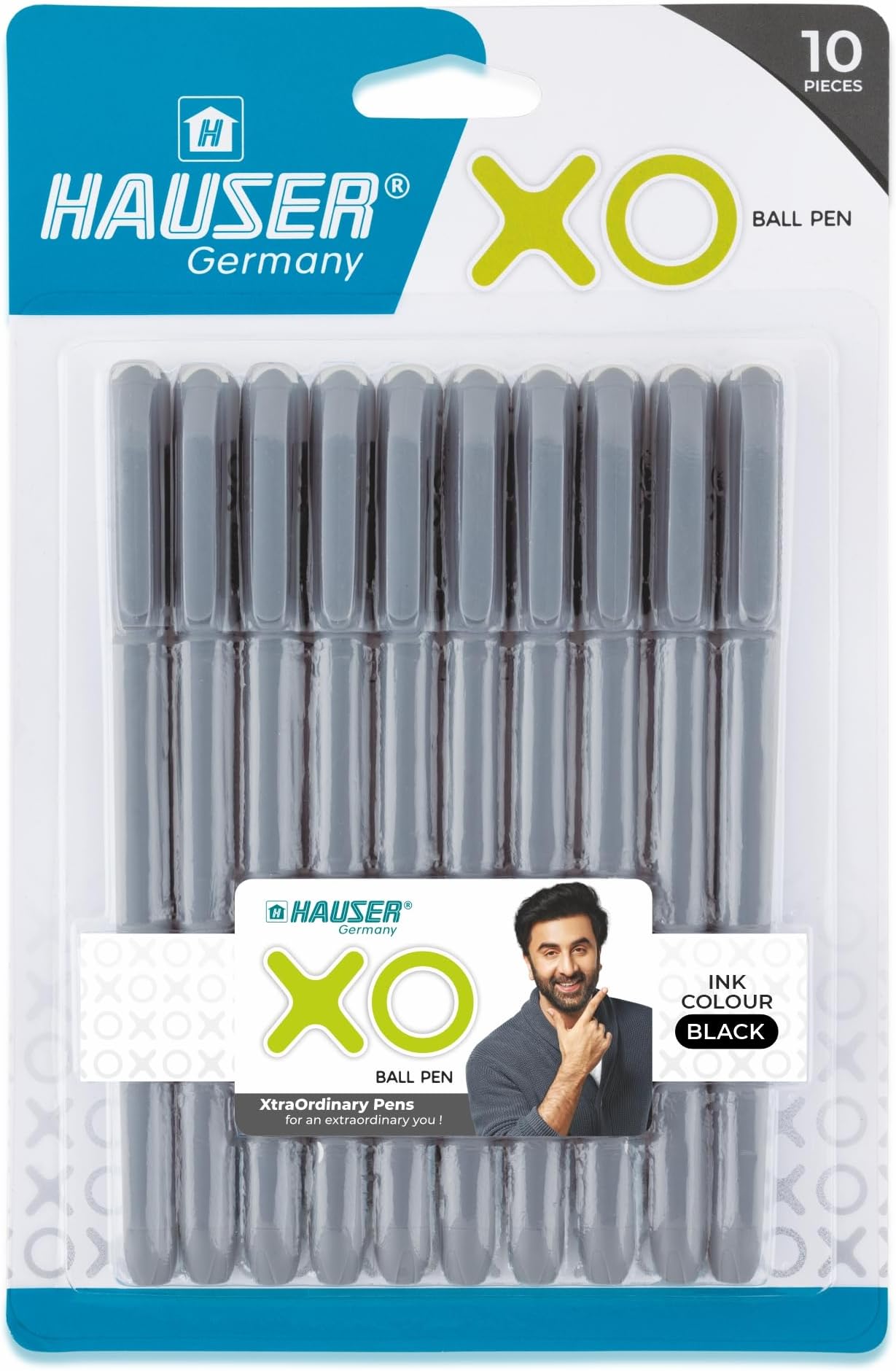 Germany Xo Ball Pen Box Pack | Tip Size 0.7 Mm | Sleek Body & Minimalistic Design | Matt Finish | Solid Body Type | Low Viscosity Ink | Ultra Durable Tip | Black Ink, Set Of 10 Pcs