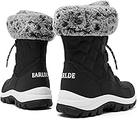 Vista 5 de EARLDE Womens Snow Boot With Waterproof Lace Up Mid-Calf Outdoor Winter Deep Tread Rubber Sole