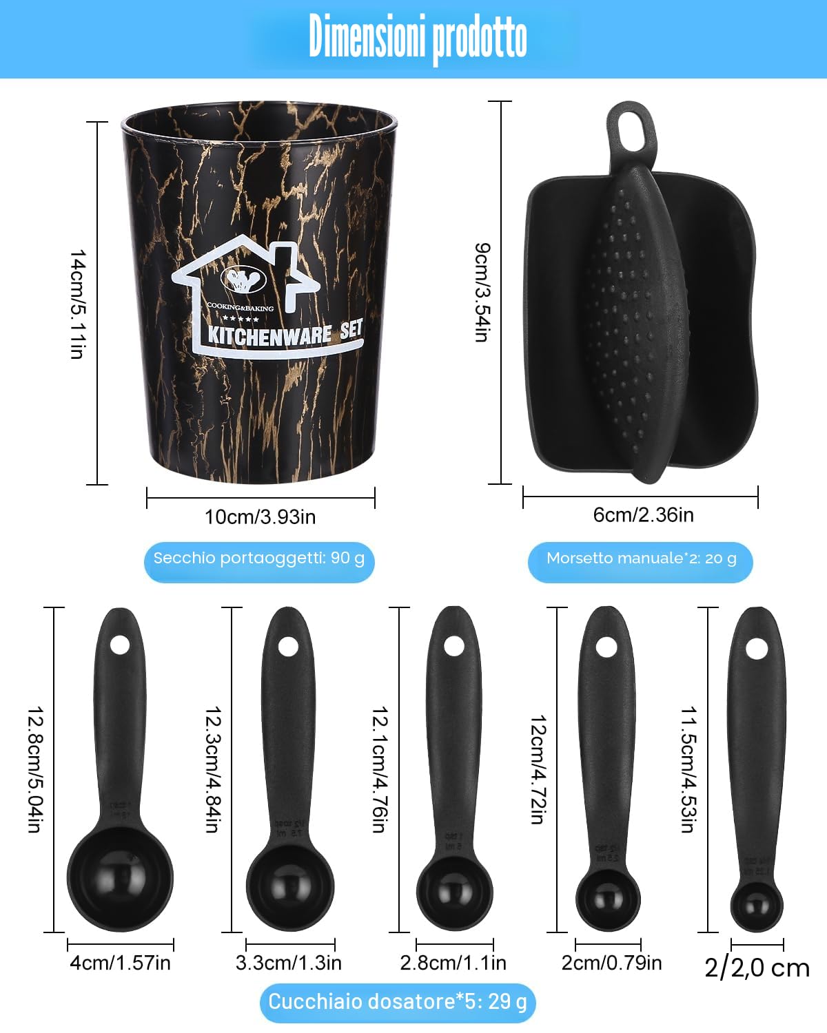 18 Pezzi Utensili Cucina Silicone, Antiaderente resistente al calore,Set di Utensili da Cucina in Silicone,Lavabile in lavastoviglie,Set Mestoli Cucina,Accessori Cucina con contenitore(Nero)
