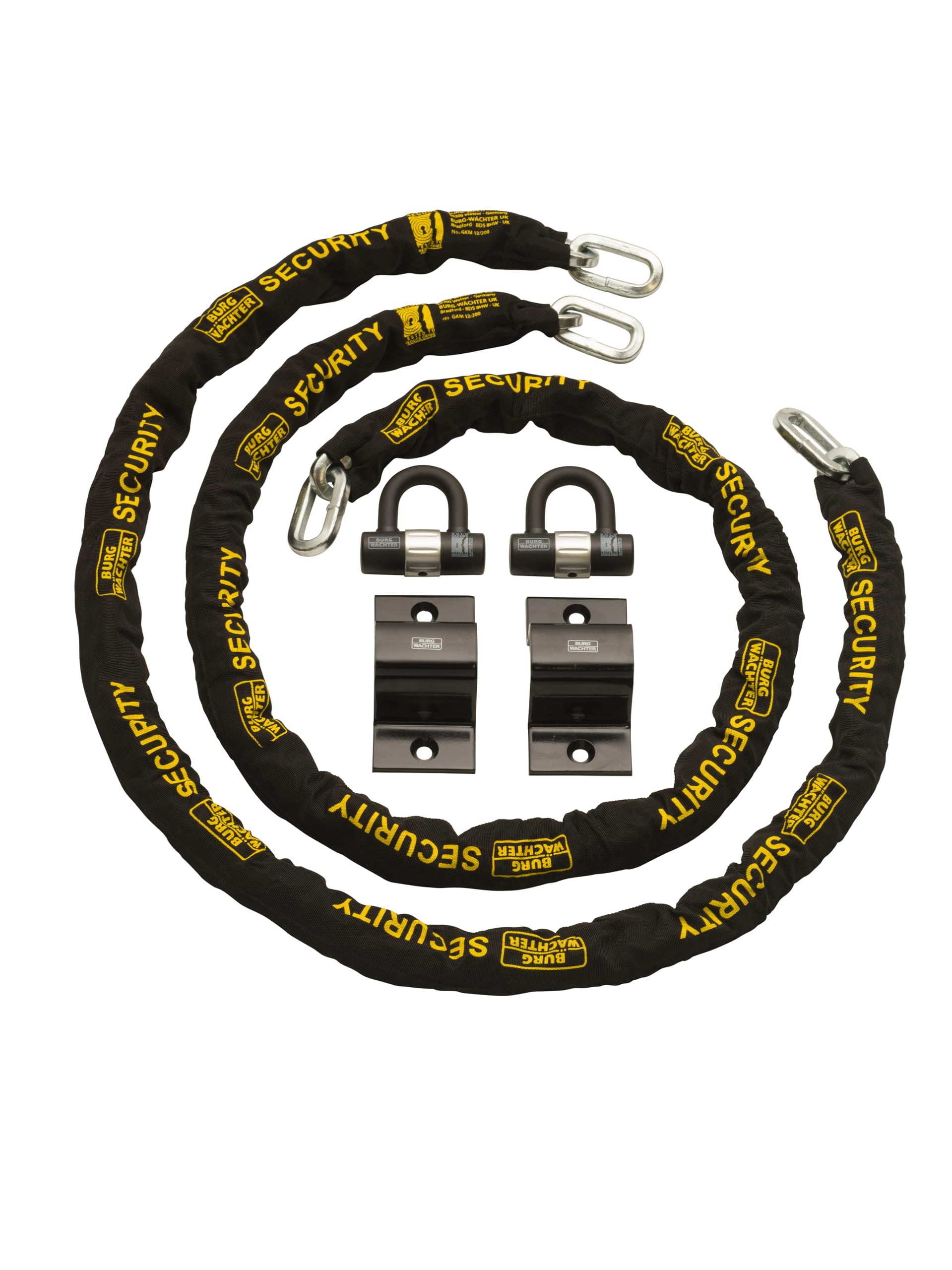 Sold Secure Diamond & Gold 12mm Keyed Alike Chain Lock & Ground Anchor Twin Pack, Black, 2M