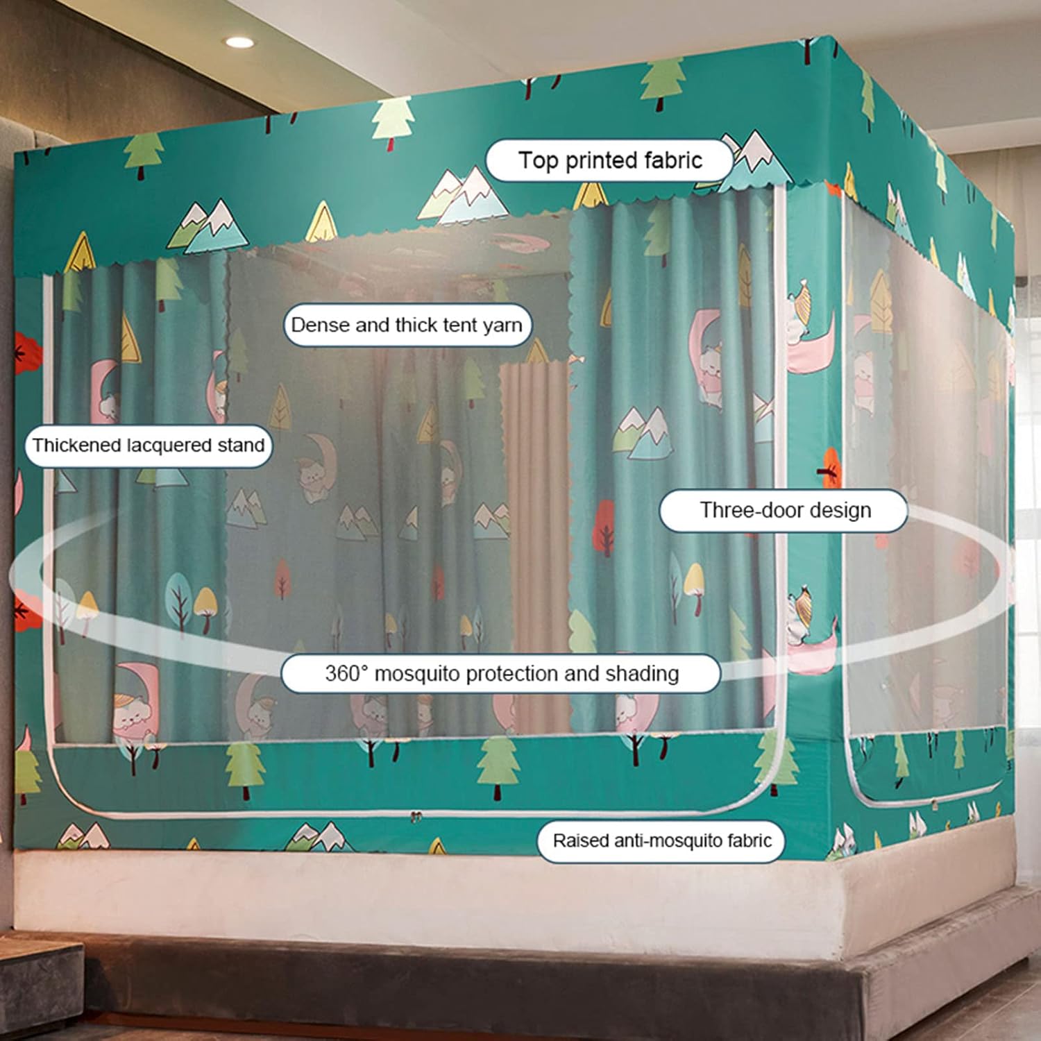 Generic Four Corner Post Princess Bed Canopy Curtains, Luxurious Bed Canopy for & Adults, Large Elegant Double Layer Bed Curtain Canopy Drapes, 1.2M