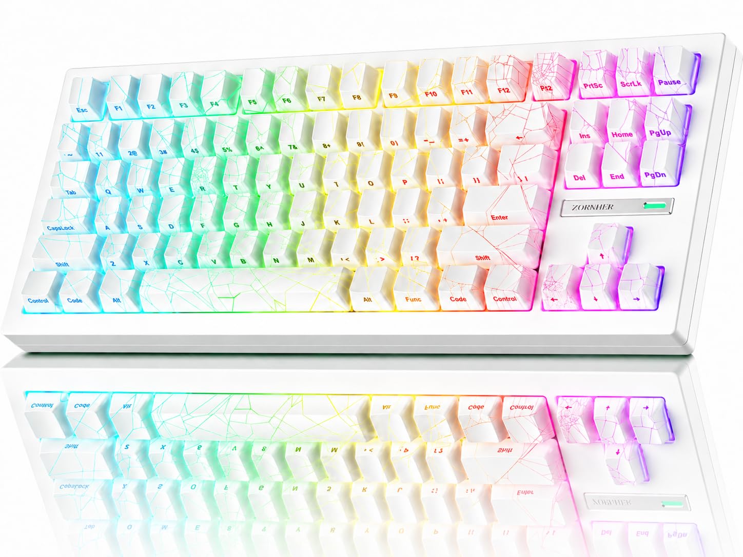 ZORNHER ZH870 Wireless Mechanical Gaming Keyboard,80% Black Custom Creamy Sound Keyboard with White Spider Web IMD PC Keycaps,Pre-lubed Linear Switches,Hot-Swappable,RGB Backlit-picture-22