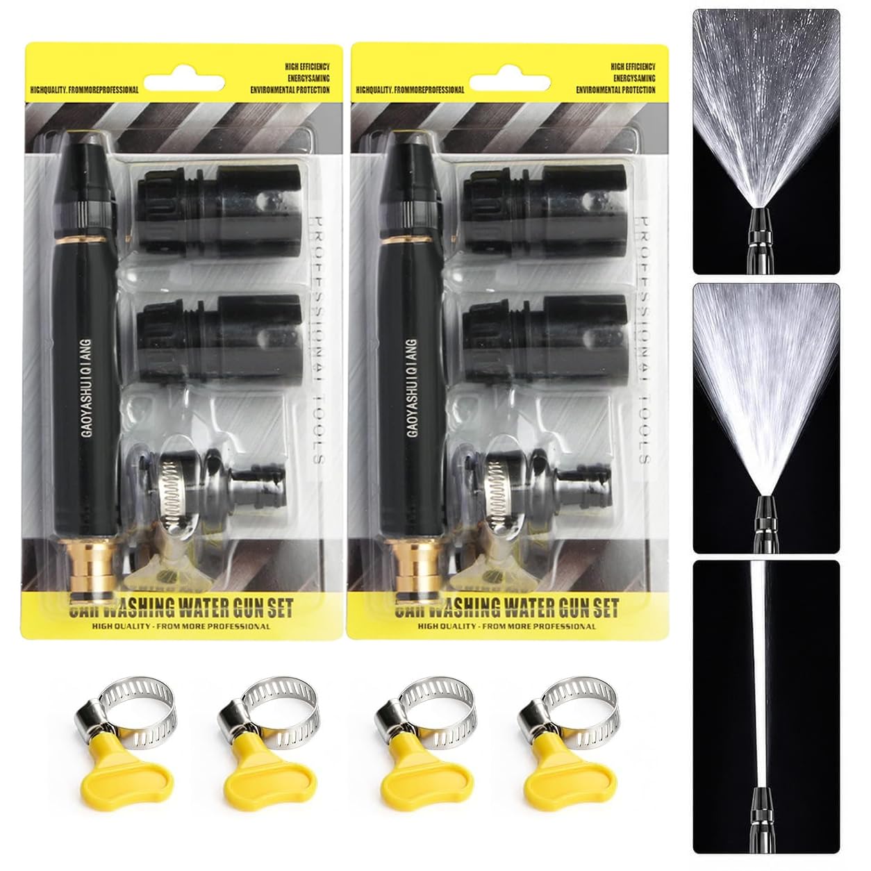 Upgraded High-Pressure Car Wash Water Gun, Heavy Duty Metal Garden Hose Spray Nozzle with Adjustable Spray Patterns, Leak-Proof Hose Sprayer for Car Washing, Plant Watering & Patio Cleaning (2 Set)