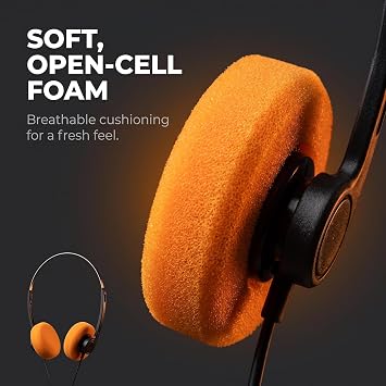 Orange Wired Stereo Headphones,Retro Over-Ear Headphones,Headphone,Lightweight Portable Headphone with Adjustable Headband,Electronics