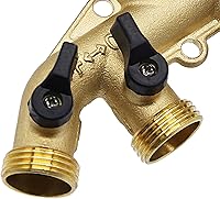 Vista 5 de ATDAWN 4 Way Brass Hose Splitter, 3/4" Brass Hose Faucet Manifold, Garden Hose Adapter Connector