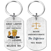 Mataly Lawyer Gifts Keychain for Men Women - Law School Graduation Gifts - Appreciation Presents for Attorneys - Worlds Best Lawyer - Never Underestimate the Difference You Made