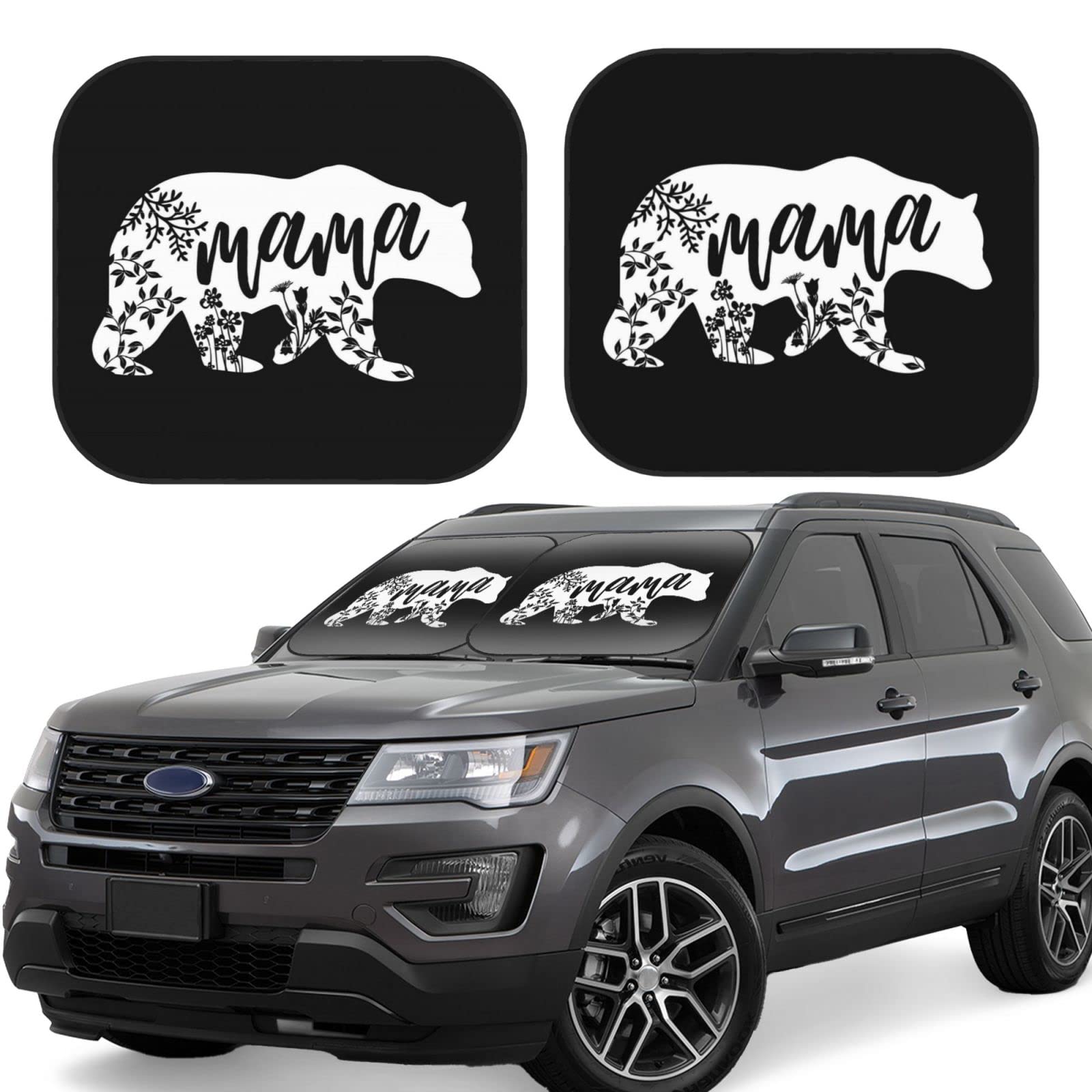 Photo 1 of Cute Mama Bear Car Windshield Sun Shade Auto Foldable 2-Piece Sunshade for Car Truck SUV-Blocks Rays Sun Visor Protector-Keeps Your Vehicle Cool M Cute Mama Bear Medium