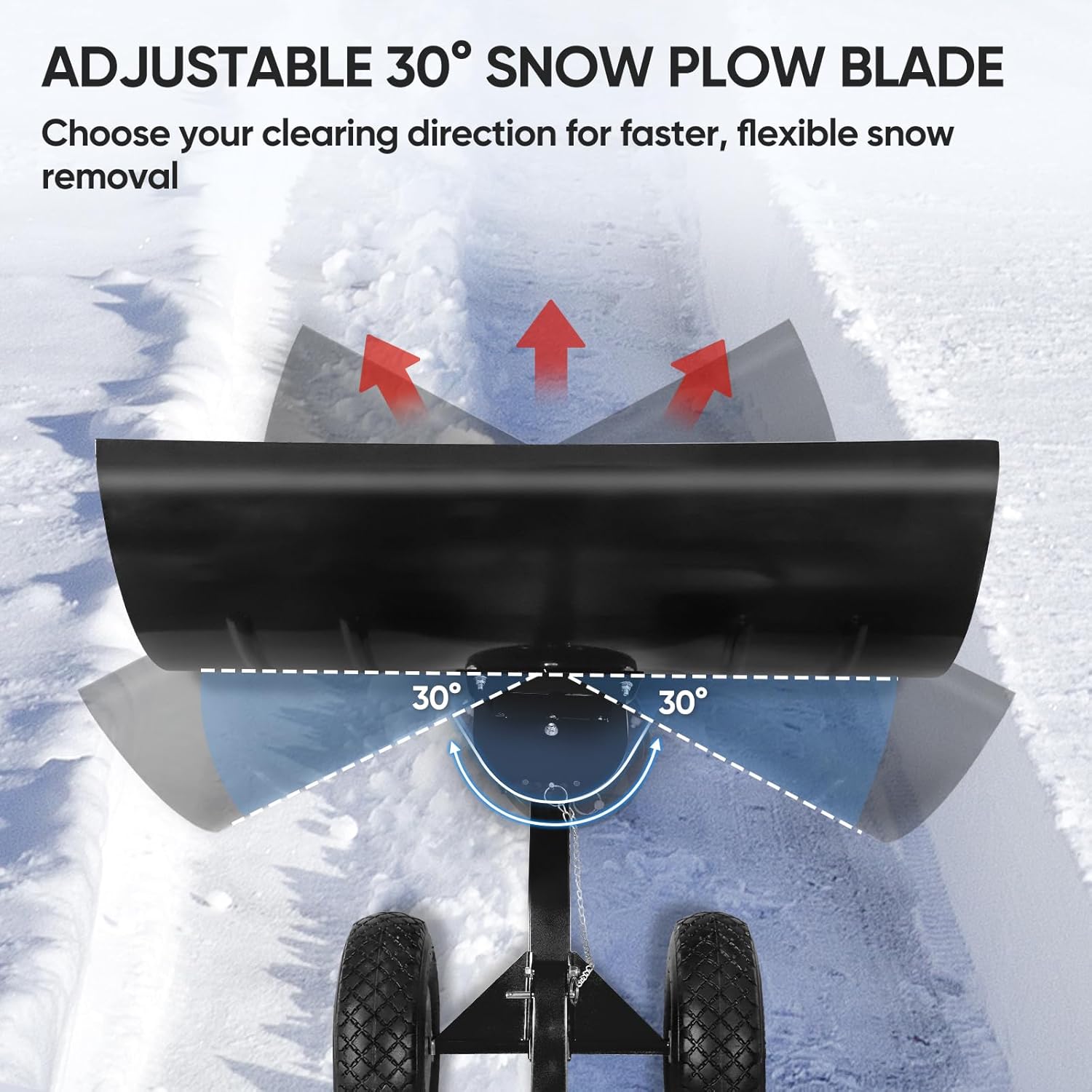 EAGLE PEAK Wheeled Snow Shovel Adjustable 30-degree Snow Plow Blade