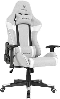 Oversteel - ULTIMET Silla Gaming Profesional Tela Transpirable, Reposabrazos 2D, Ajustable en Altura, Respaldo Reclinable 180º, Pistón Gas Clase 3, Hasta 120Kg, Color Gris/Blanco
